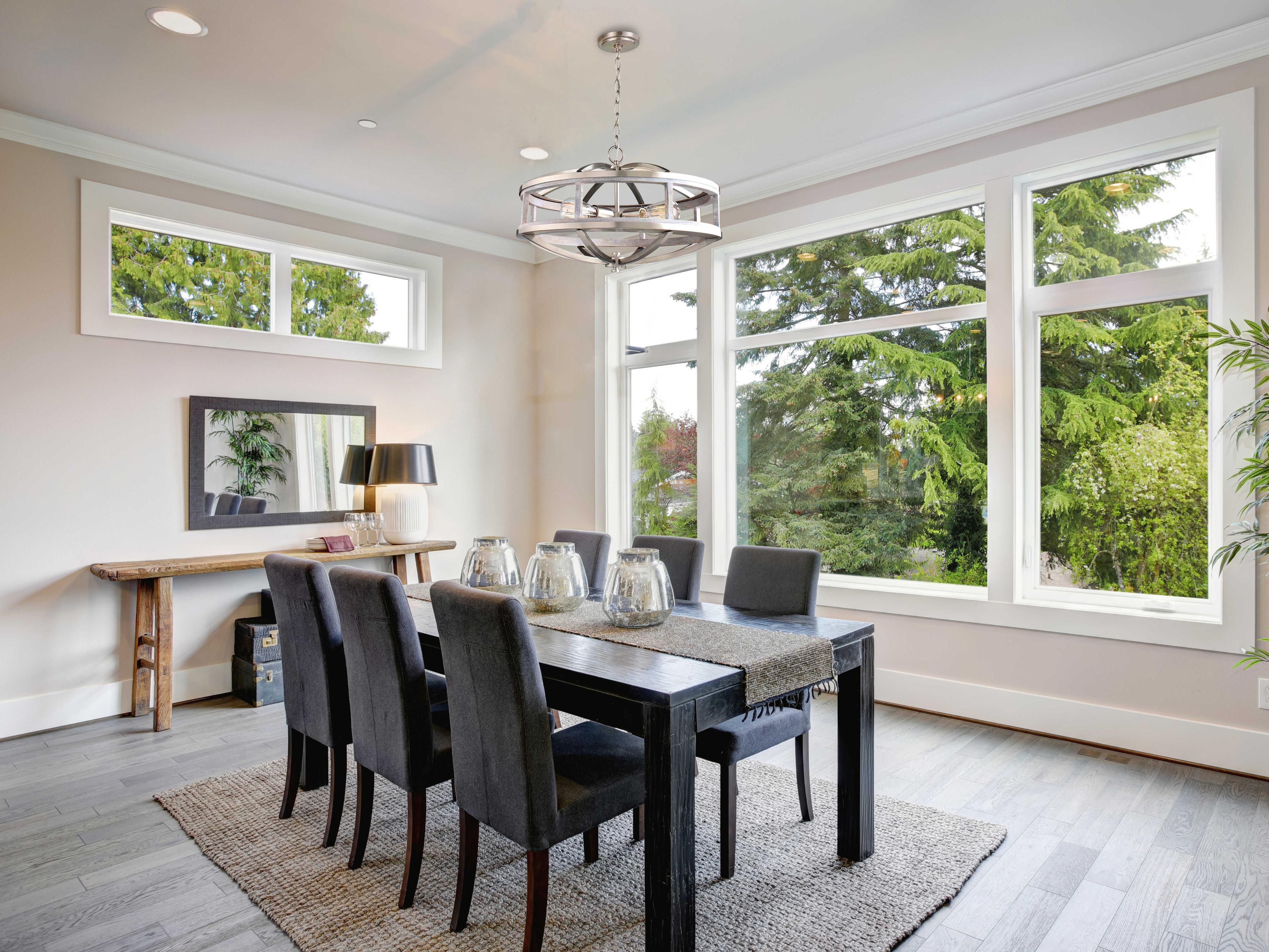 Eglo Montrose 4-Light Acia Wood Brushed Nickel Chandelier