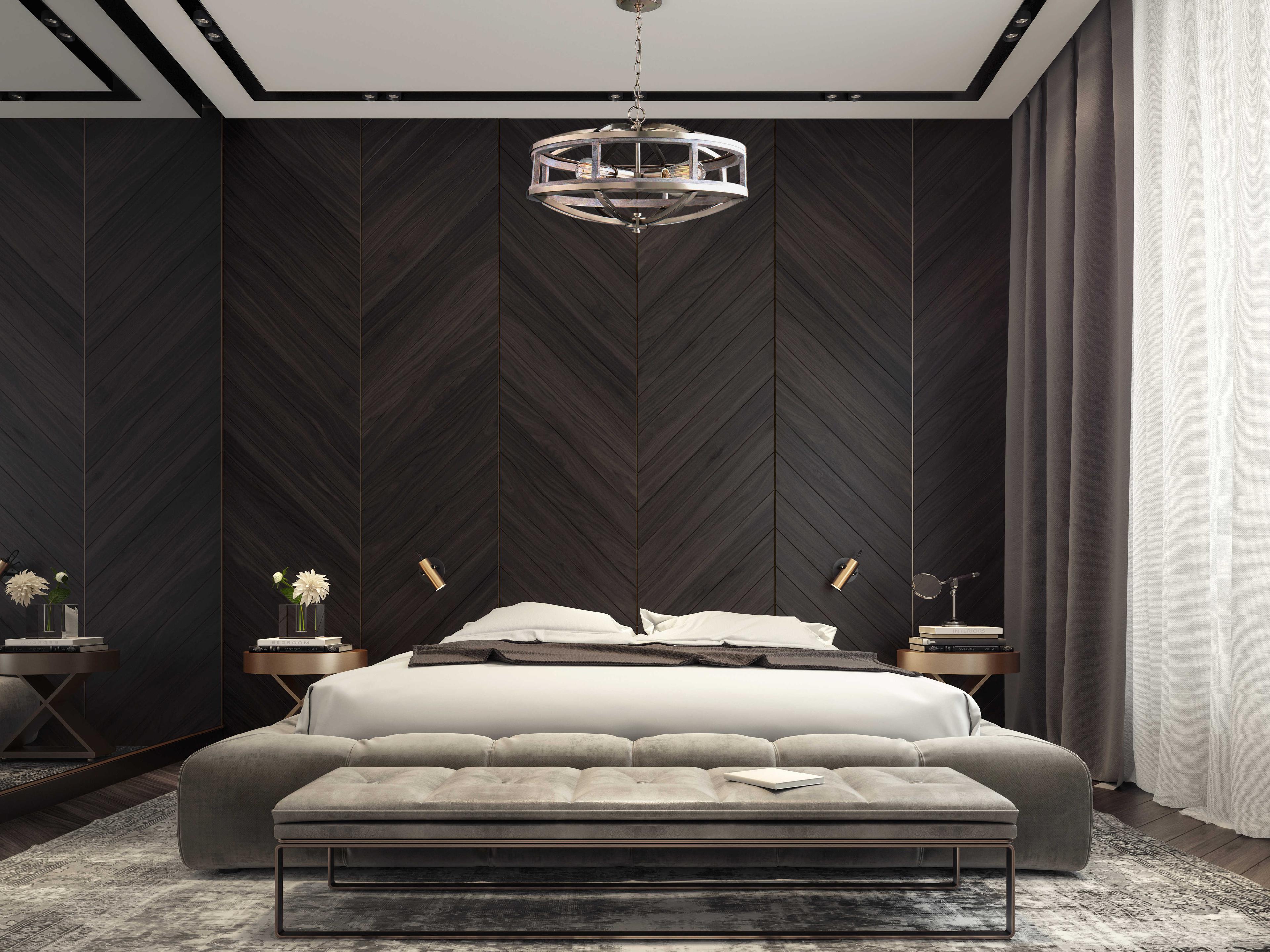 Eglo Montrose 4-Light Acia Wood Brushed Nickel Chandelier