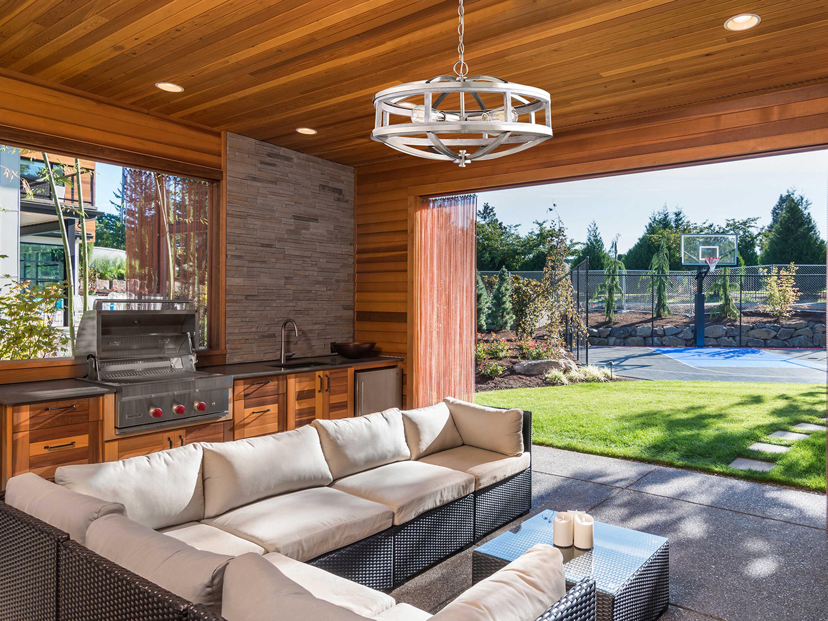 Eglo Montrose 4-Light Acia Wood Brushed Nickel Chandelier