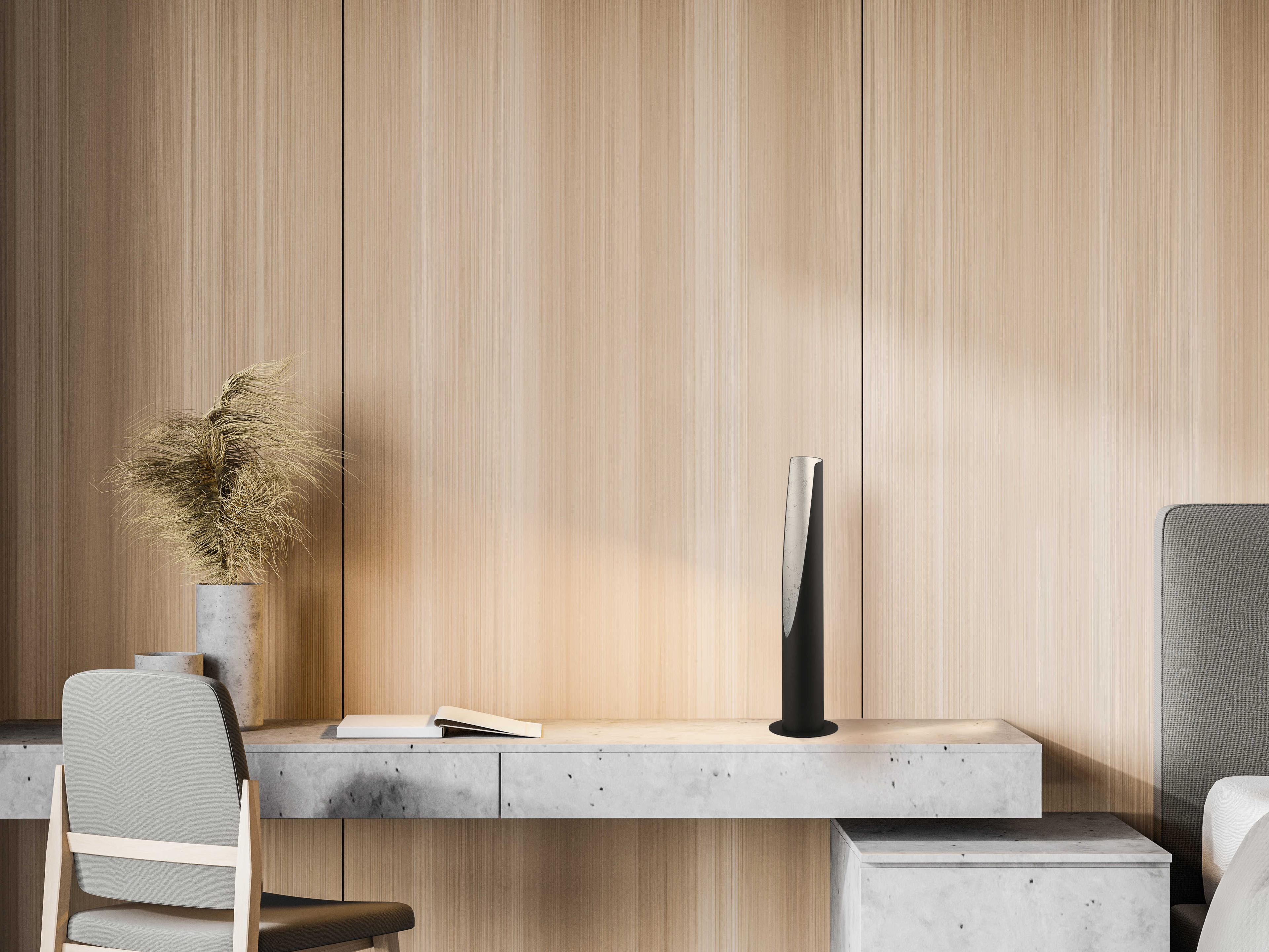 Eglo Barbotto Black White Silver Metal Table Lamp