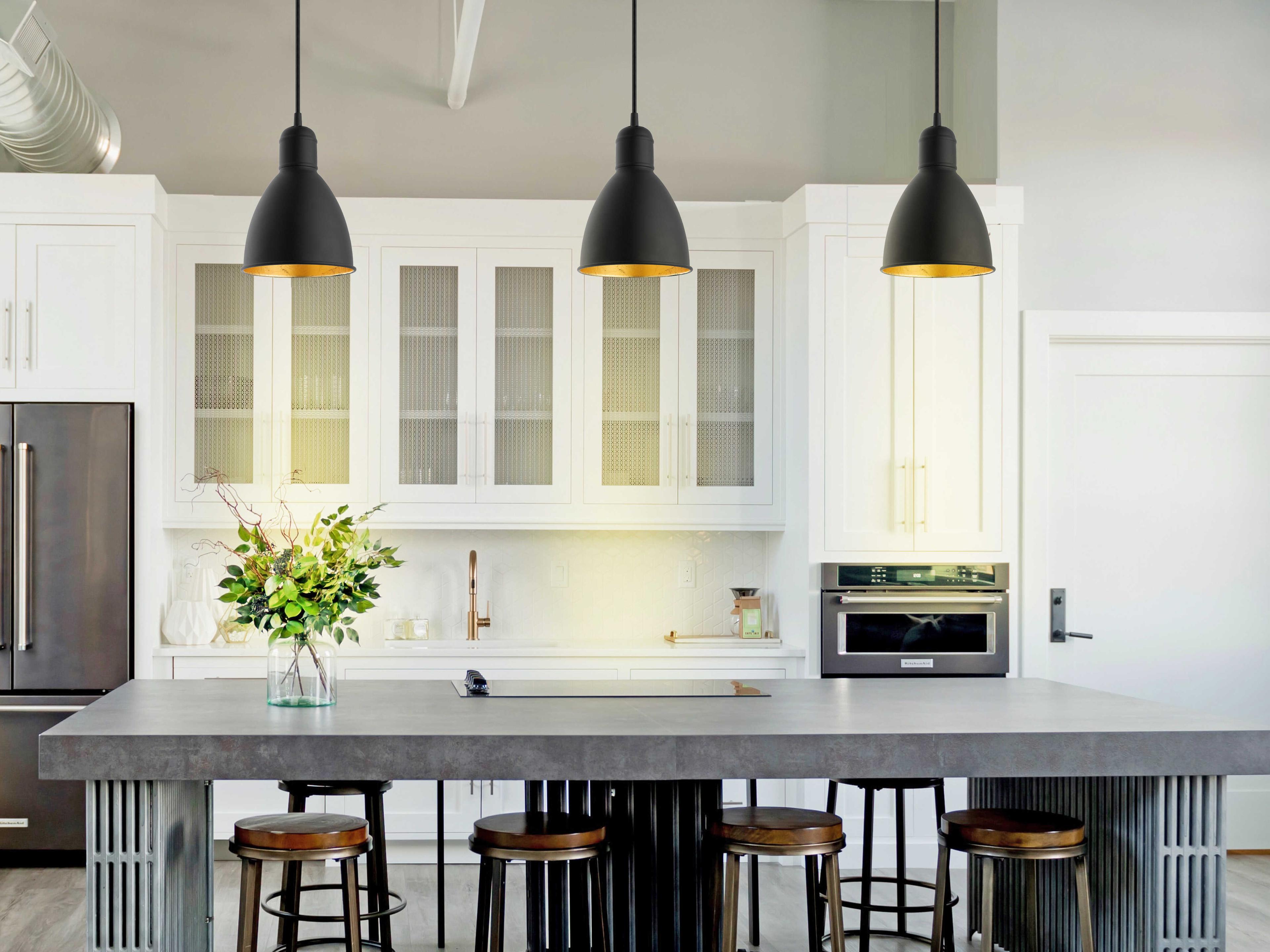 Eglo Priddy 1-Light Black Gold Bell Mini Pendant