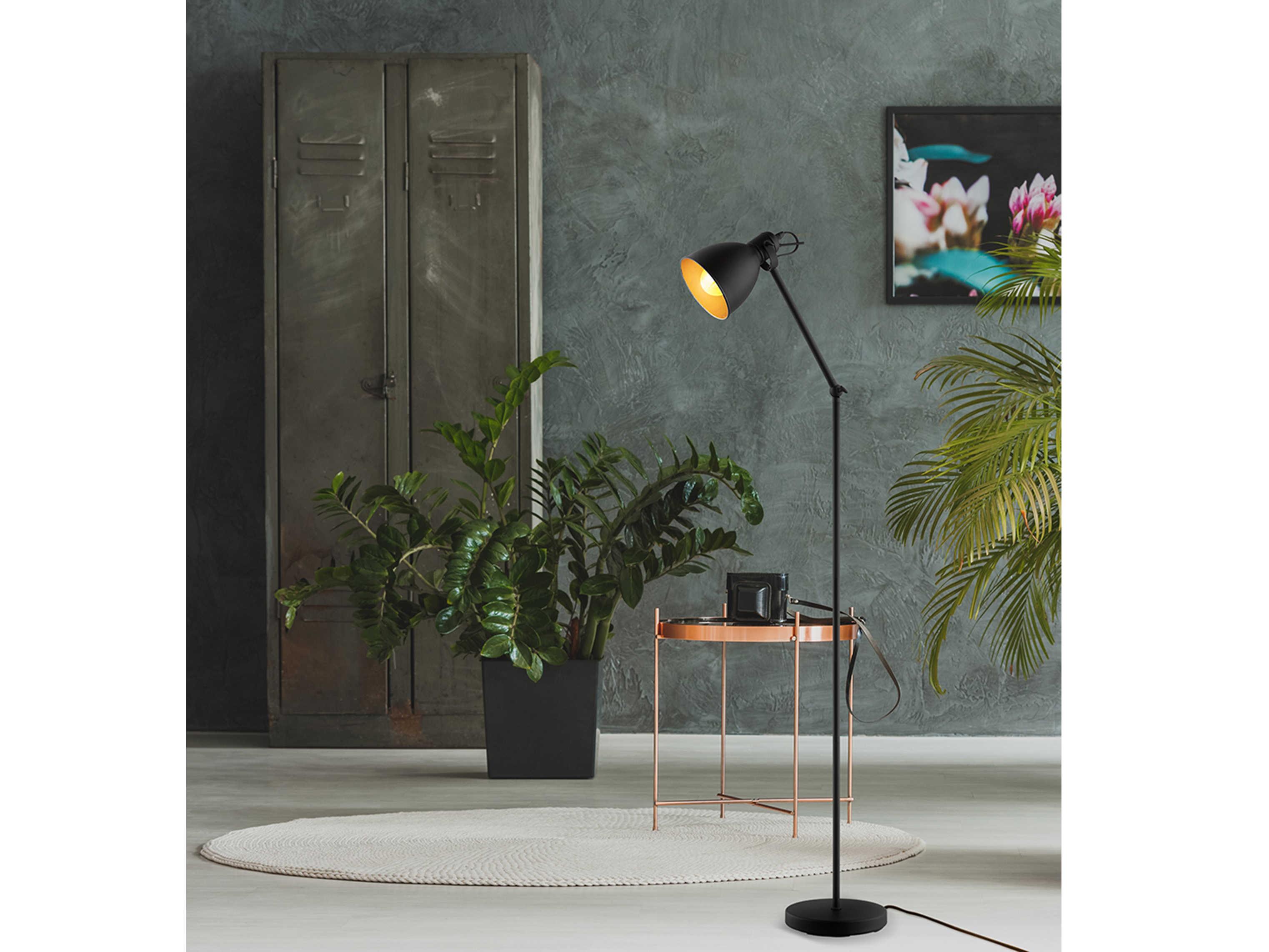 Eglo Priddy Black Gold Exterior Interior Metal Floor Lamp
