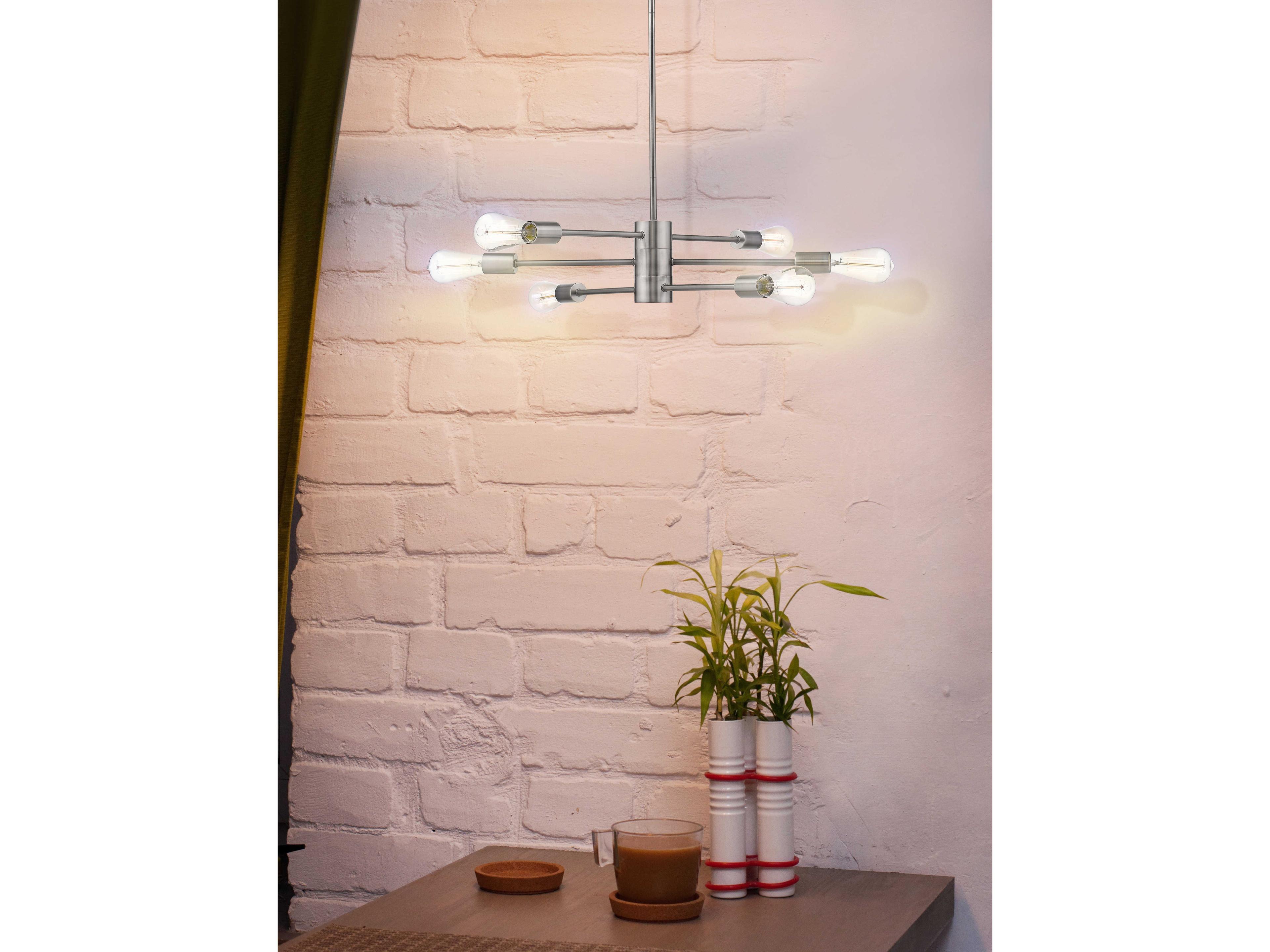 Eglo Willlsboro 6-Light Polished Nickel Linear Chandelier