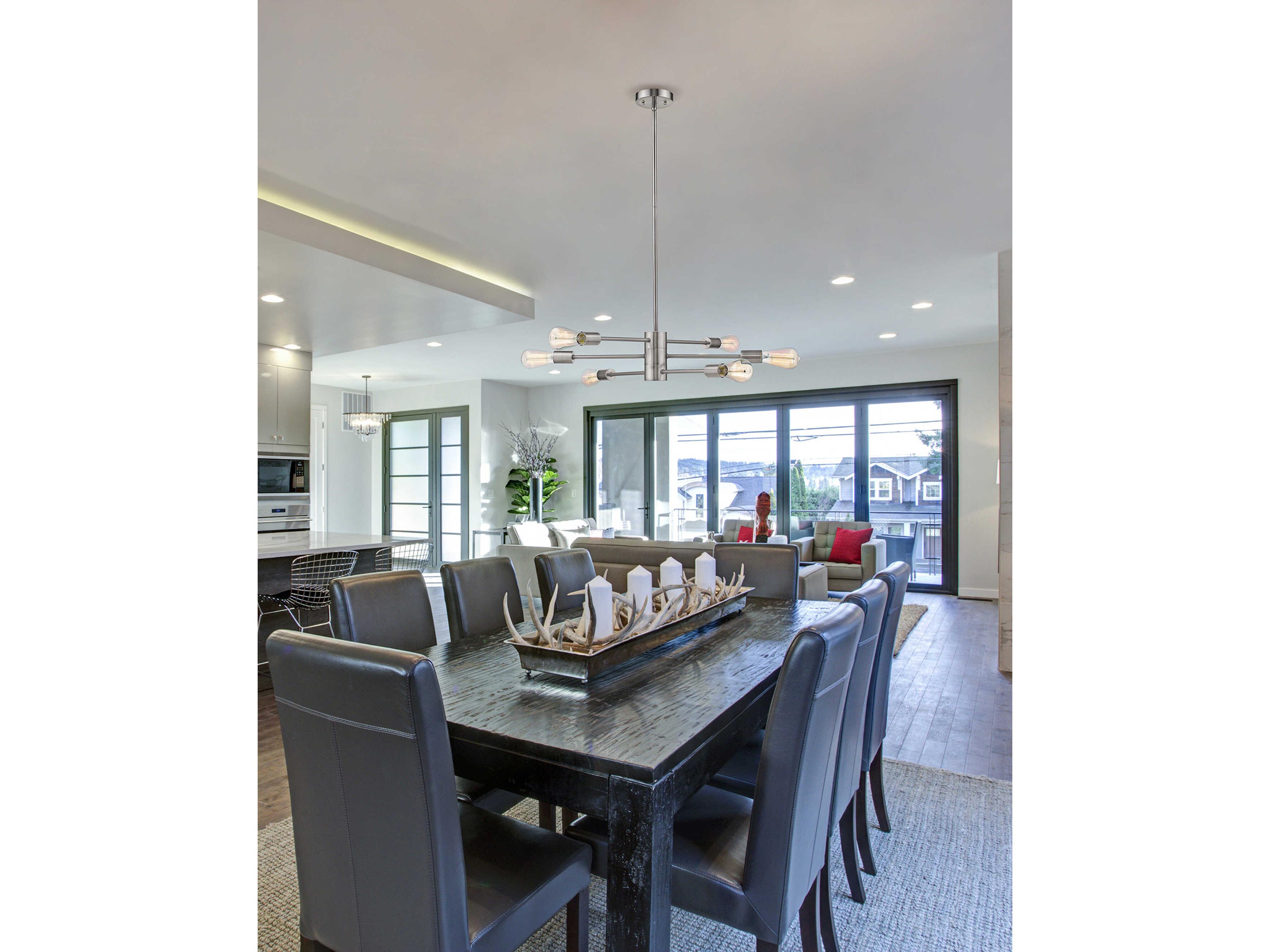 Eglo Willlsboro 6-Light Polished Nickel Linear Chandelier