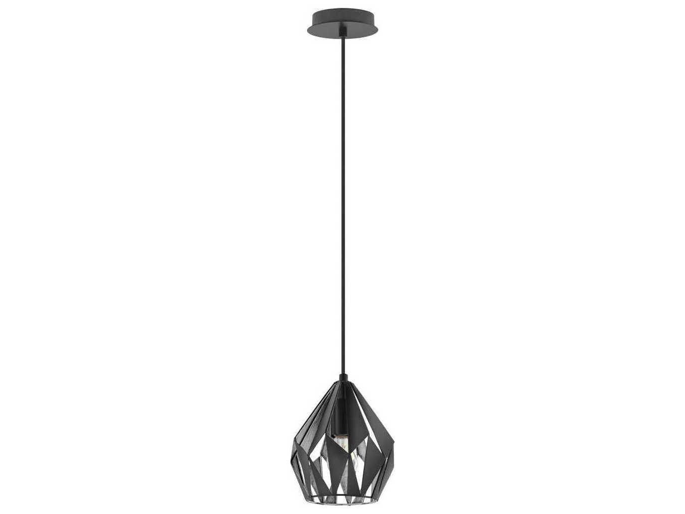 Eglo Carlton 1-Light Black Silver Geometric Mini Pendant