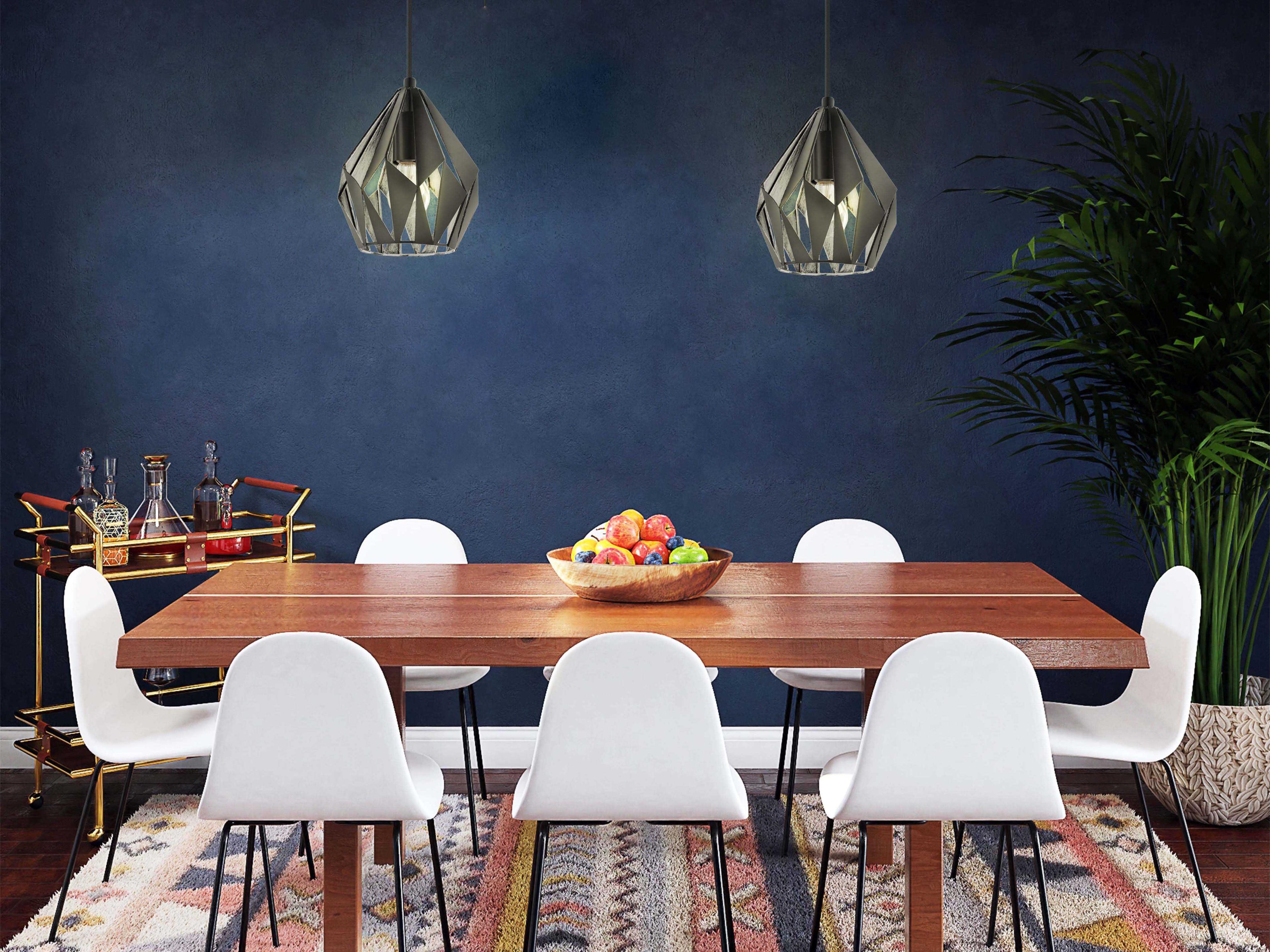 Eglo Carlton 1-Light Black Silver Geometric Mini Pendant