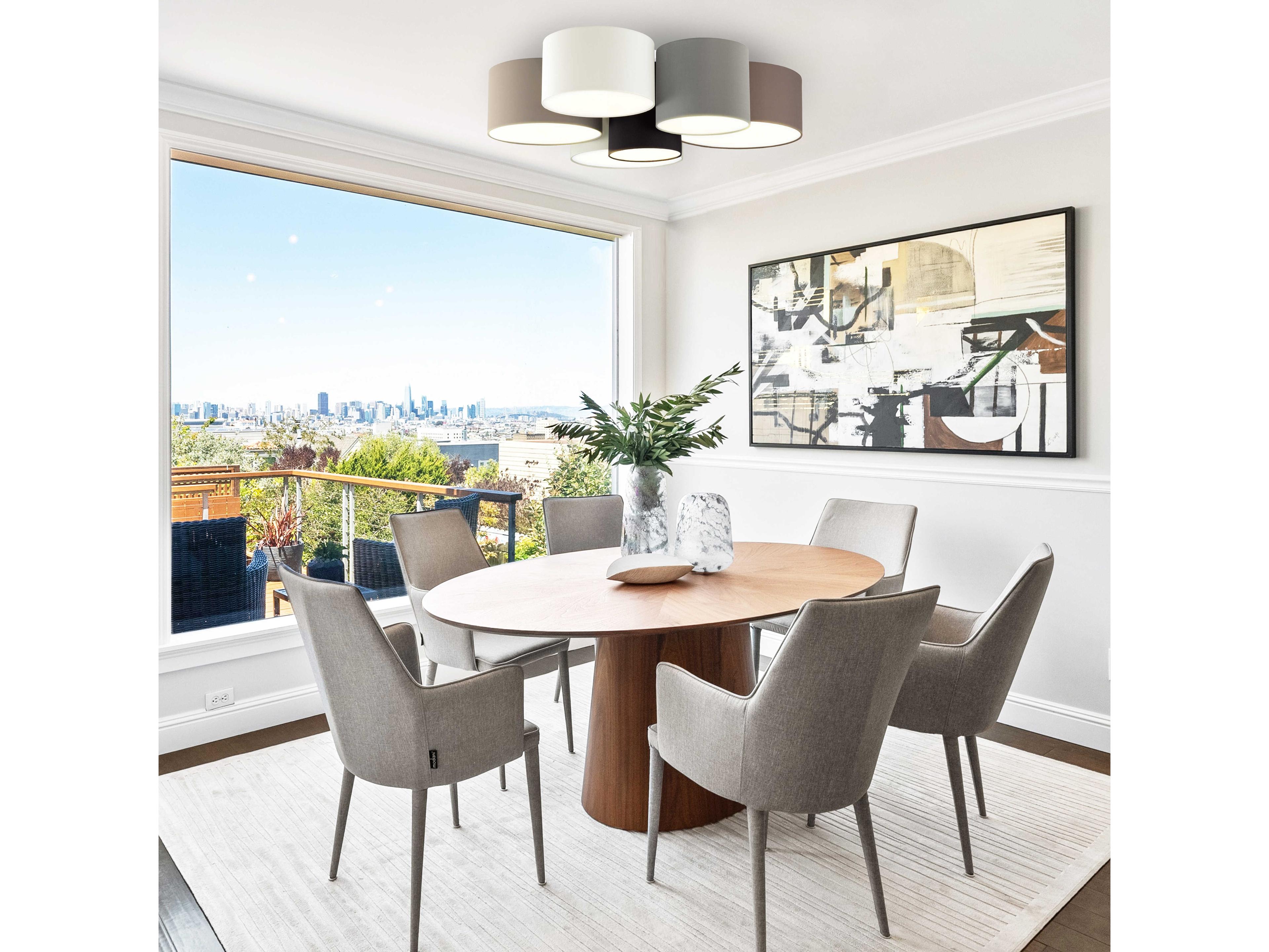 Eglo Pastore 6-Light Gray Drum Flush Mount