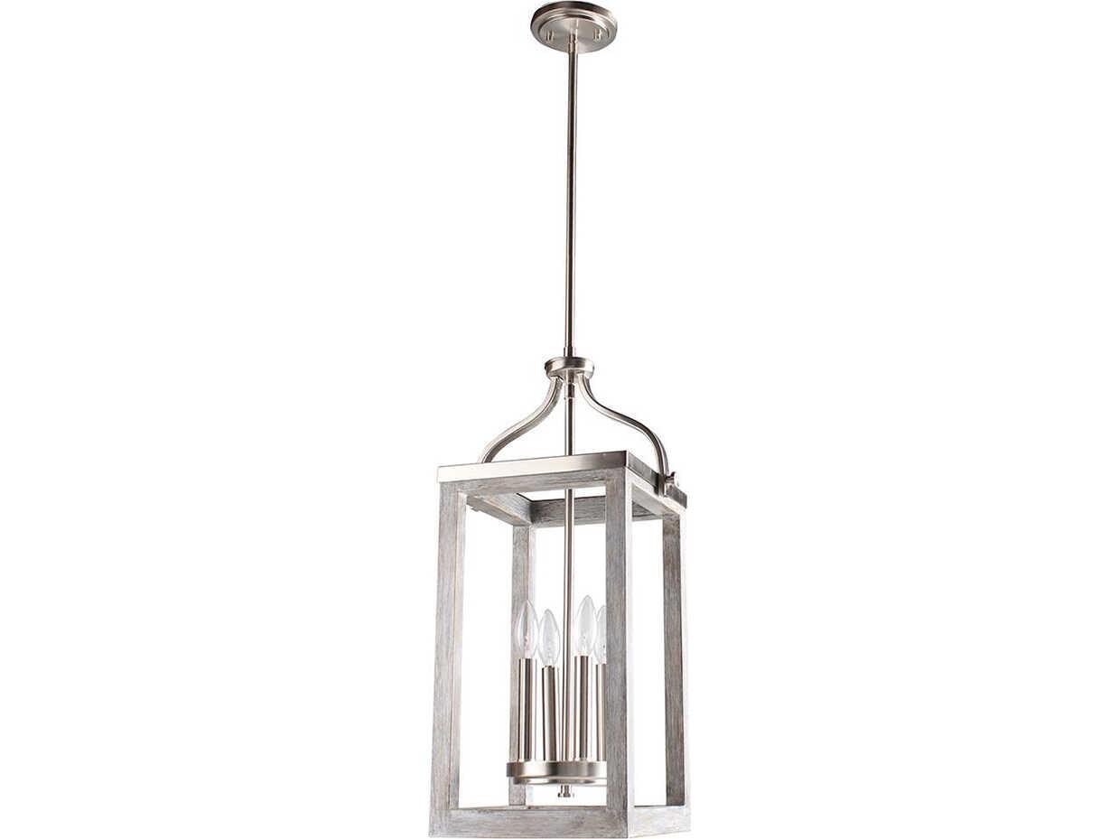 Eglo Westbury 4-Light Brown Acia Wood Brushed Nickel Mini Pendant
