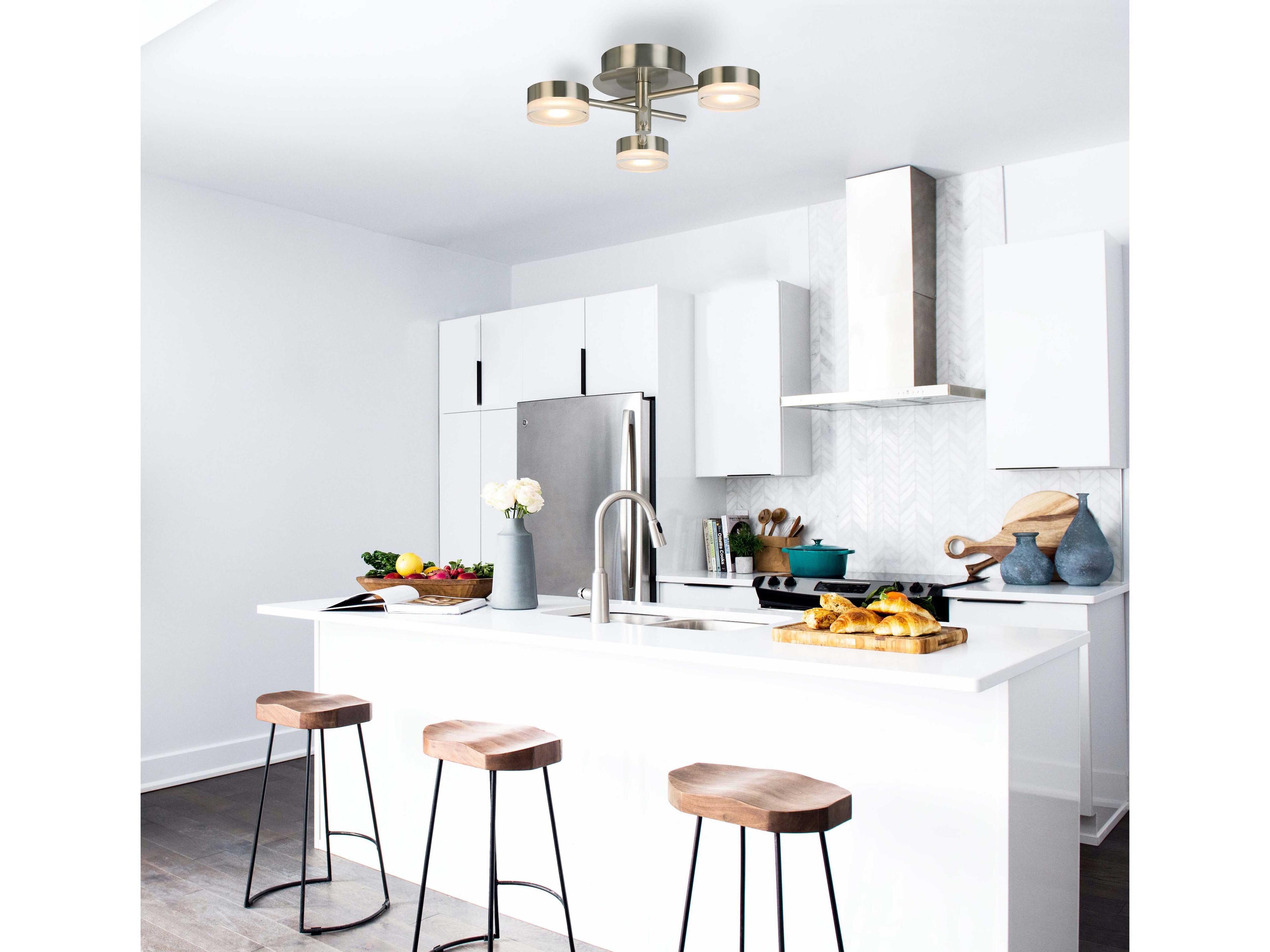 Eglo Transton 3-Light Brushed Nickel Semi Flush Mount