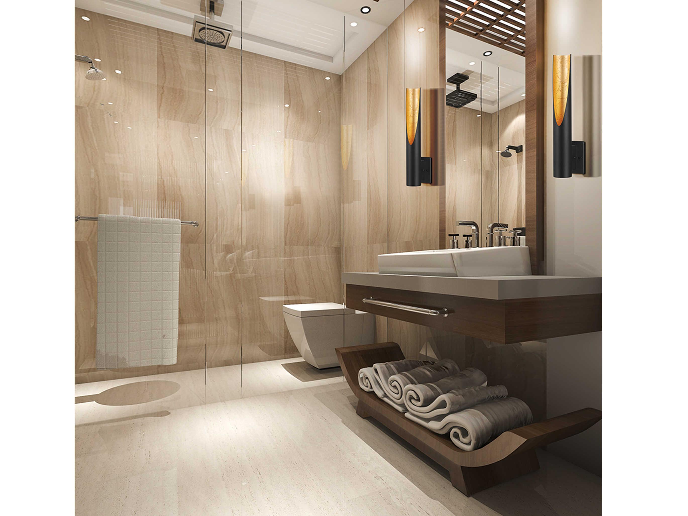 Eglo Barbotto 1-Light Black Gold Wall Sconce