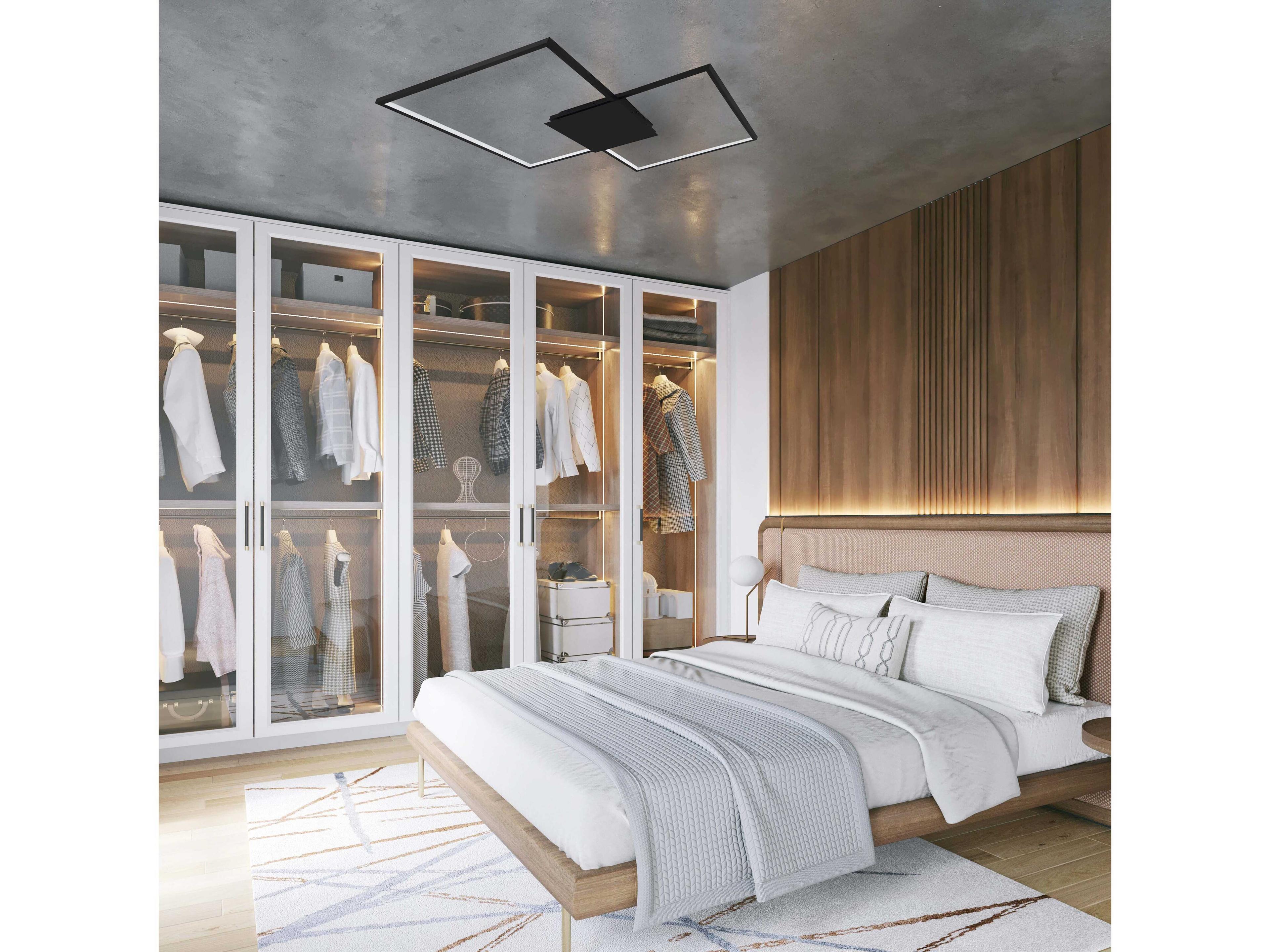 Eglo Milanius Matte Black Geometric Flush Mount