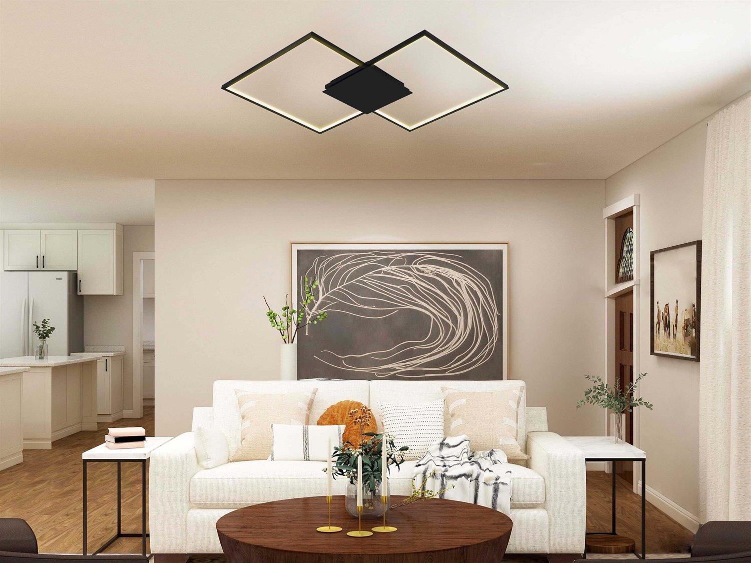 Eglo Milanius Matte Black Geometric Flush Mount