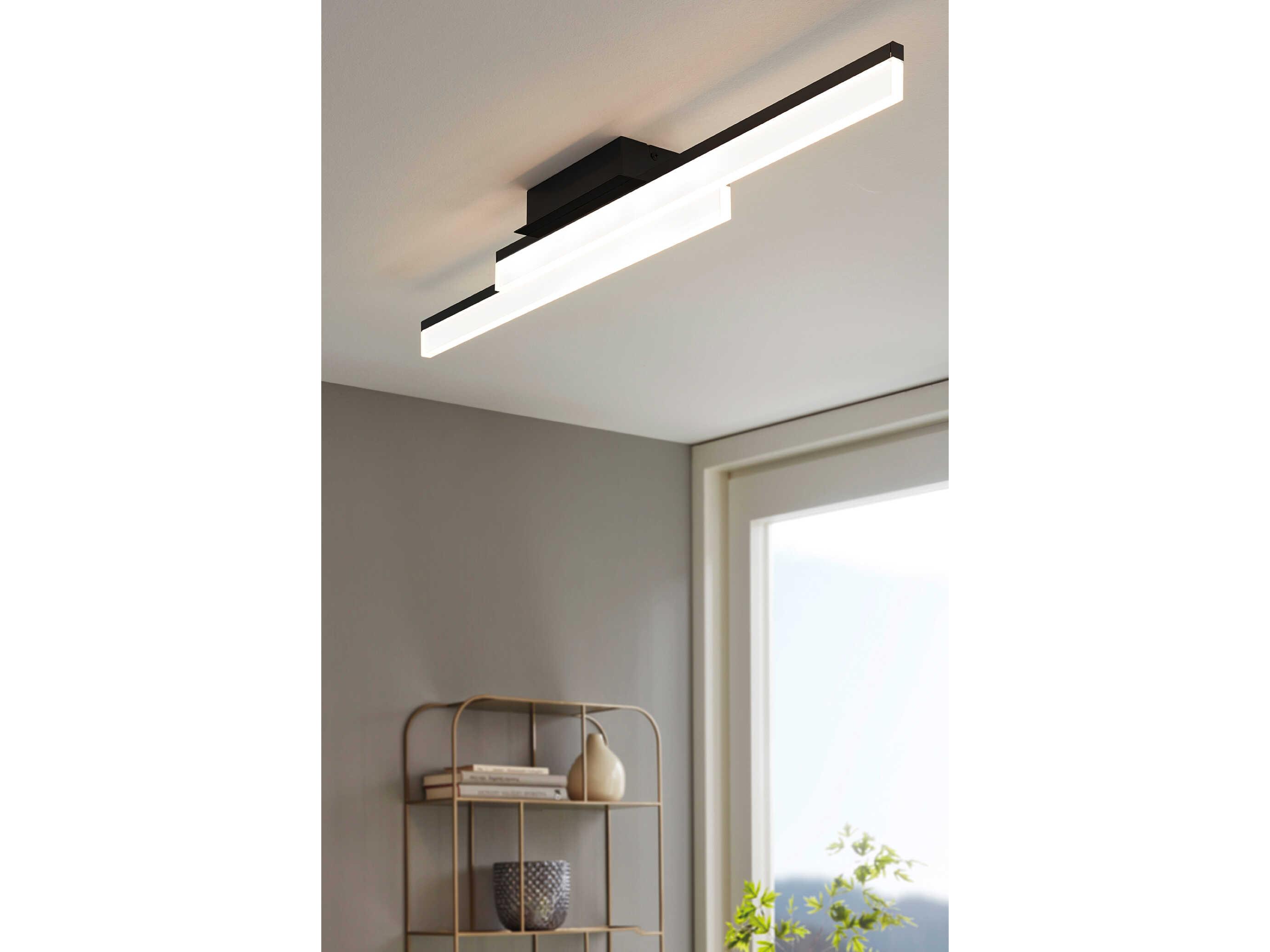 Eglo Palmital 1-Light Matte Black Linear Semi Flush Mount