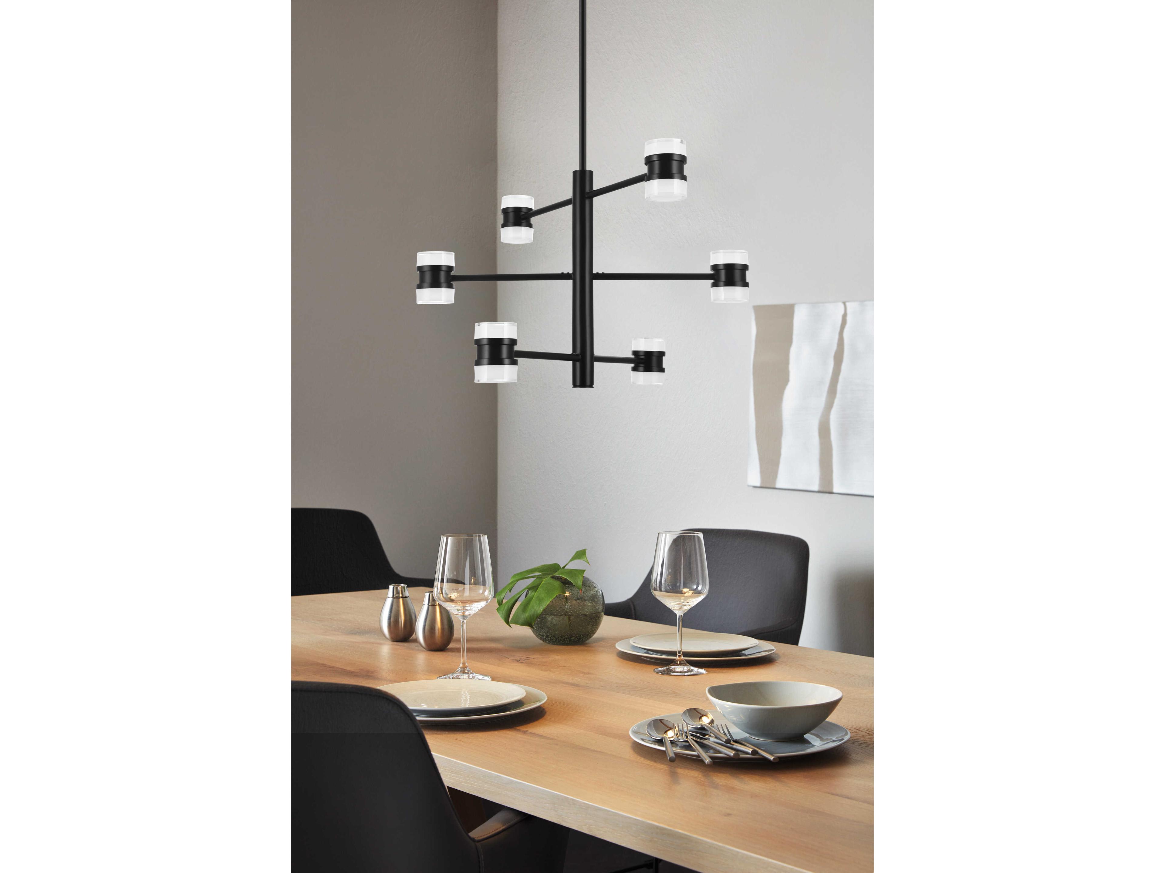 Eglo Romendo 6-Light Matte Black Tiered Pendant