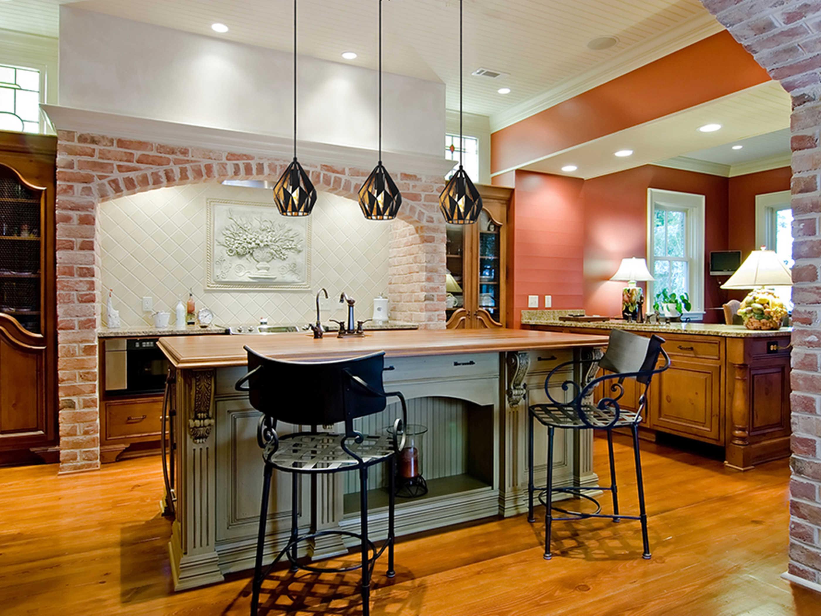 Eglo Carlton 1-Light Matte Black Gold Leaf Geometric Mini Pendant