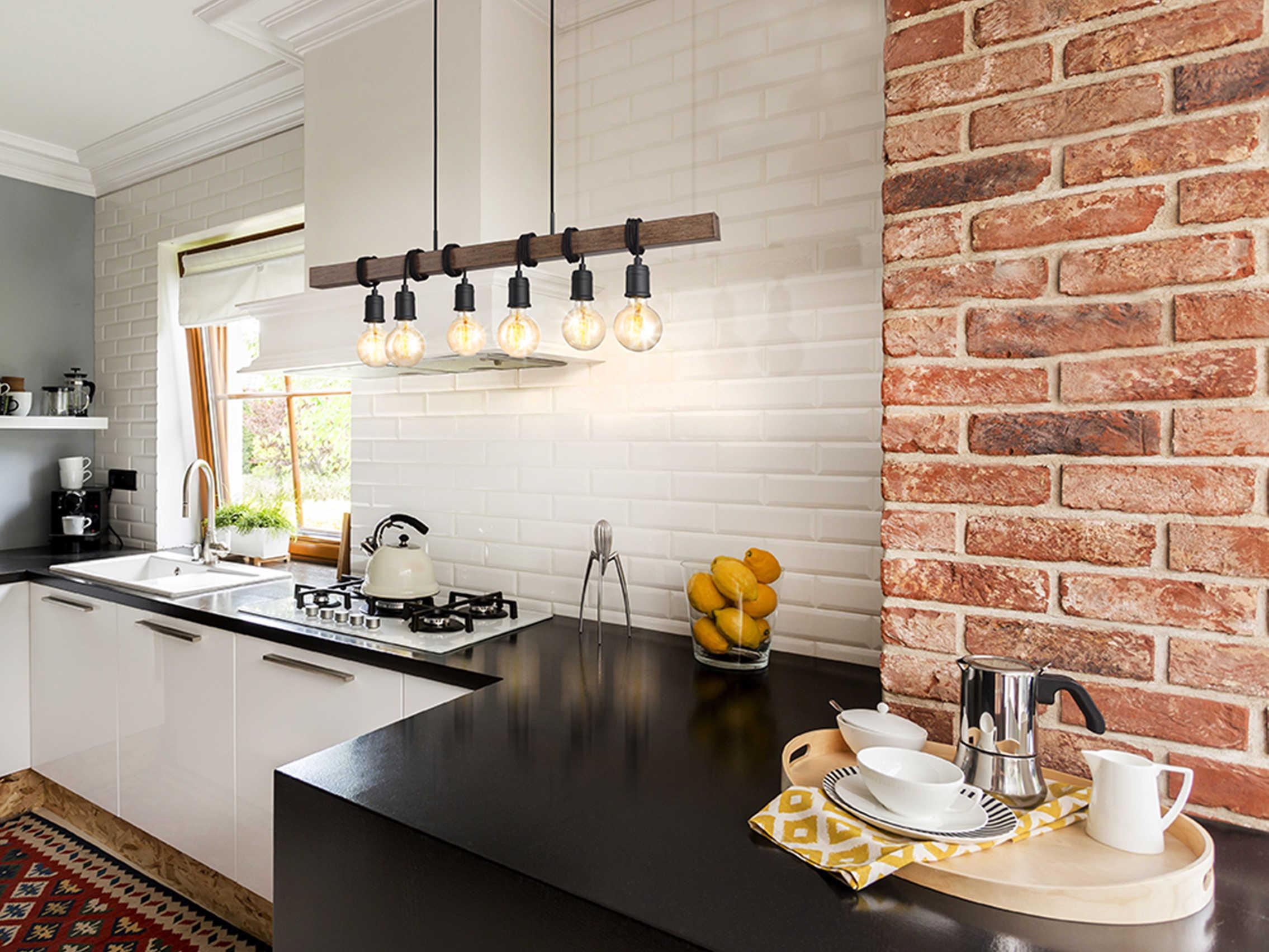 Eglo Violon 6-Light Black Dark Brown Linear Island Pendant