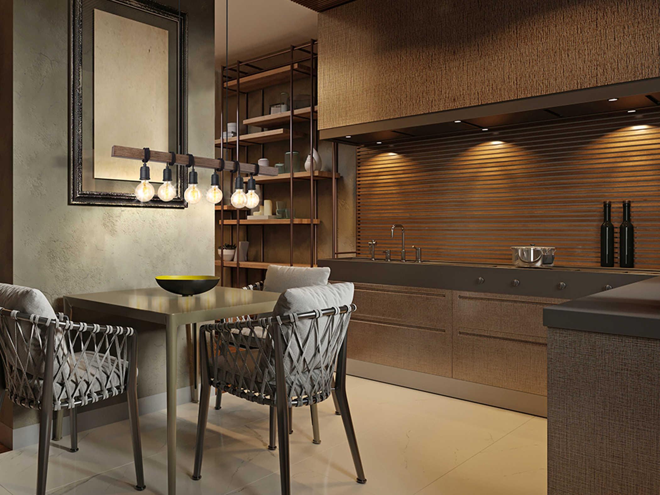 Eglo Violon 6-Light Black Dark Brown Linear Island Pendant