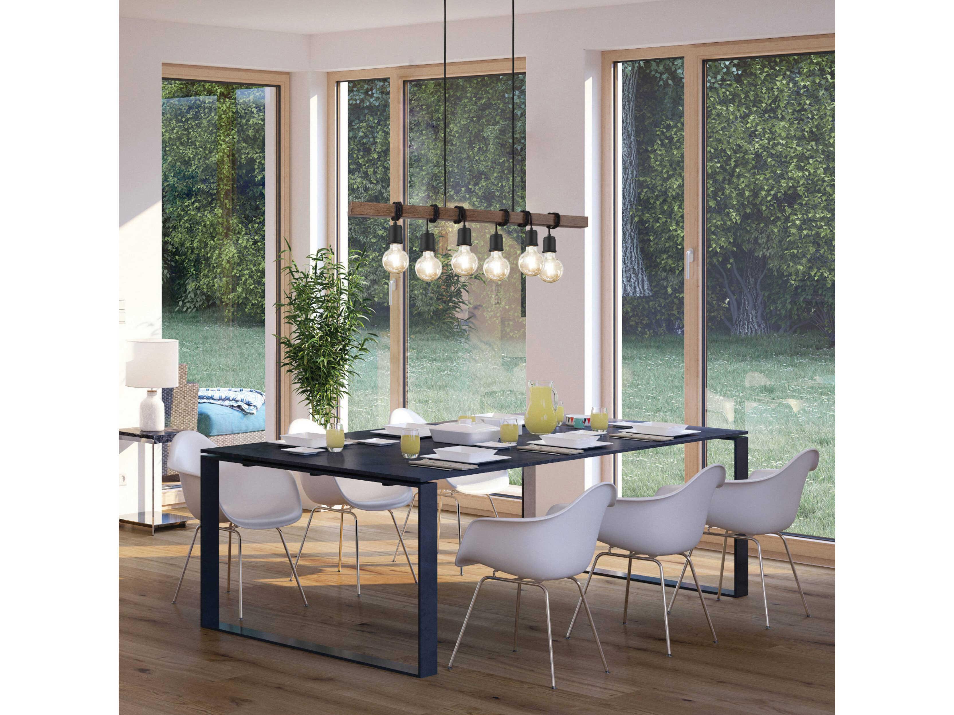 Eglo Violon 6-Light Black Dark Brown Linear Island Pendant