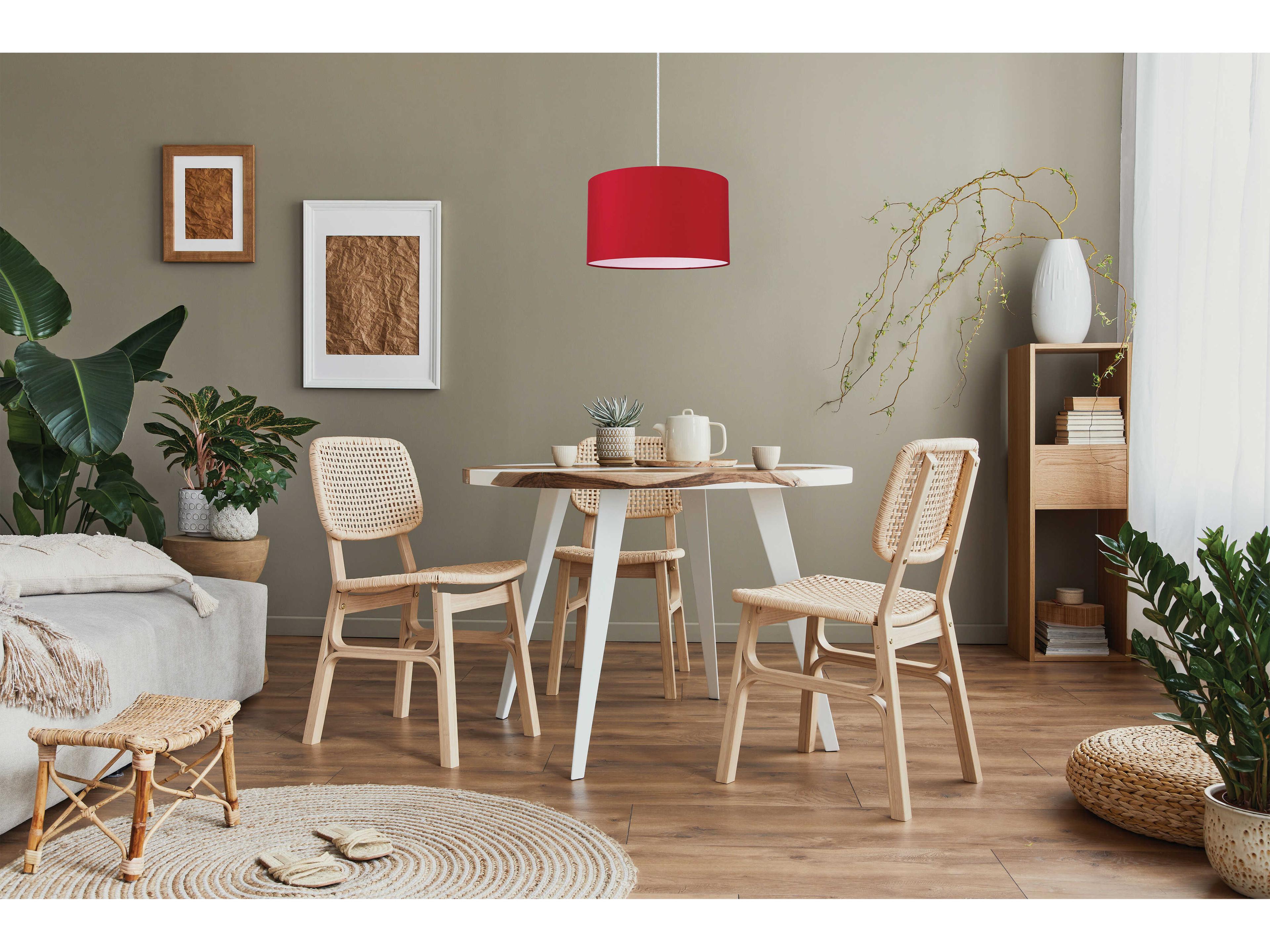 Eglo Mandana 1-Light Matte Nickel Red Drum Pendant