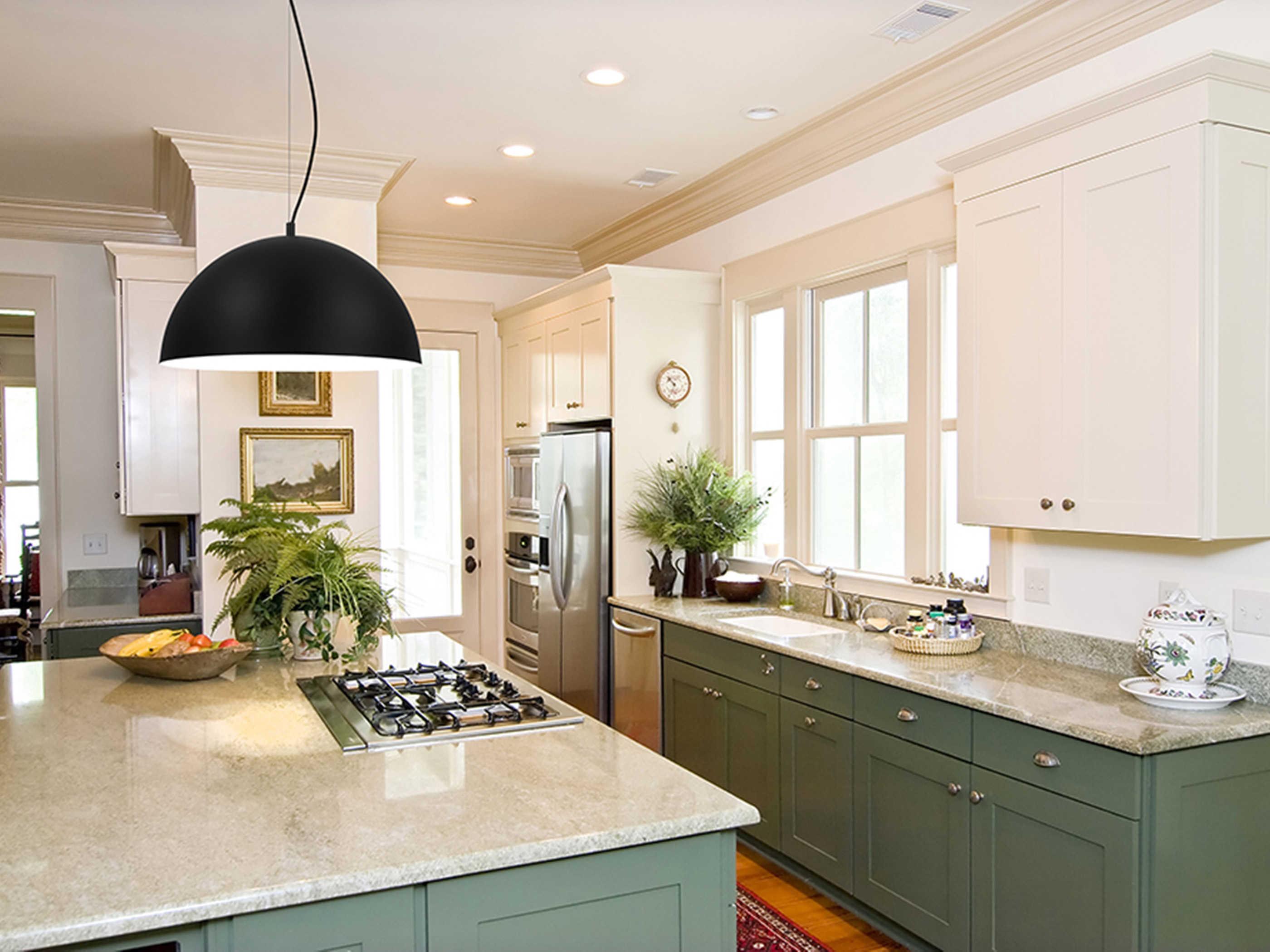 Eglo Rafaelino 1-Light Black White Dome Pendant