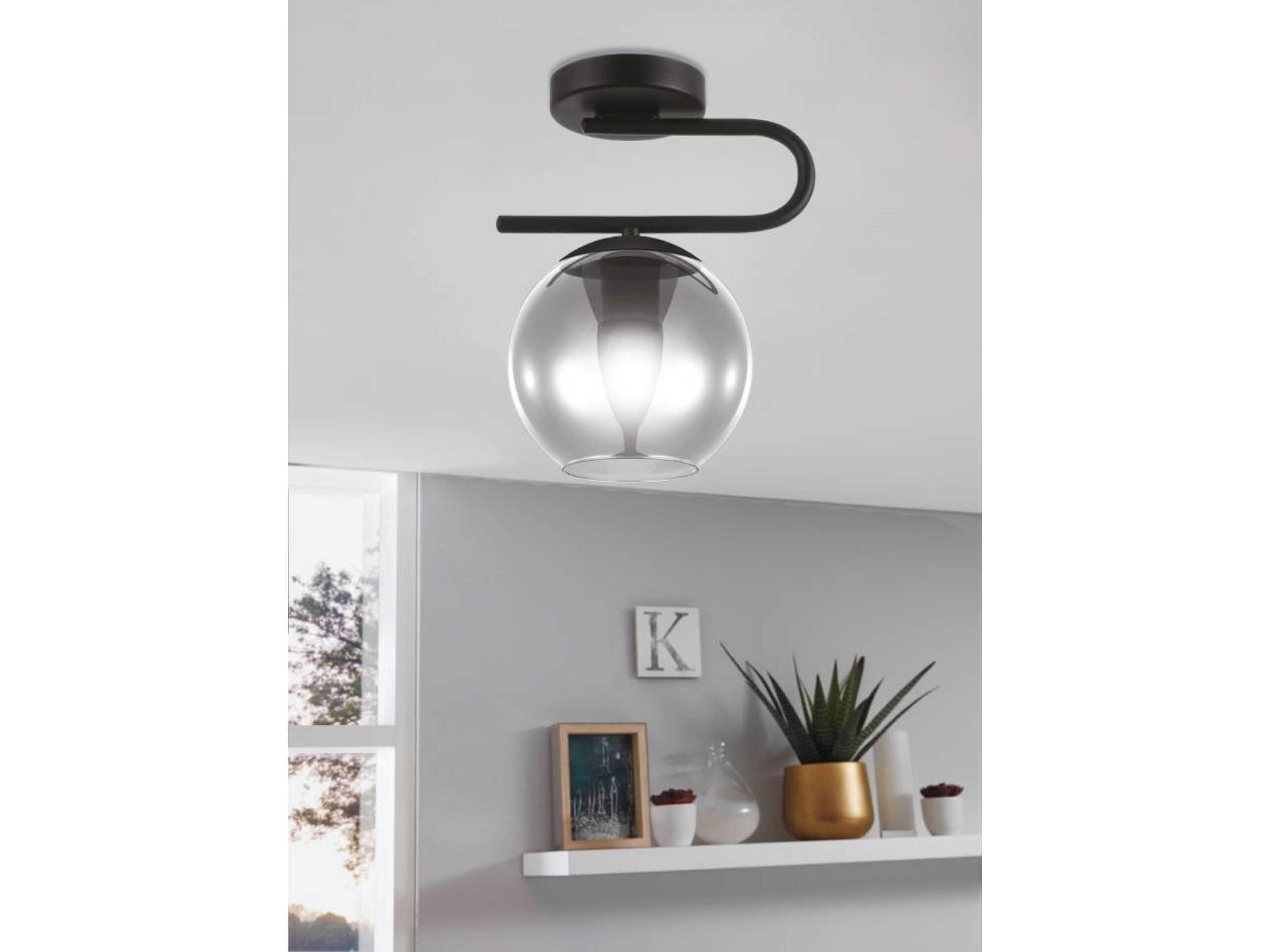 Eglo Marojales 1-Light Matte Black Globe Semi Flush Mount