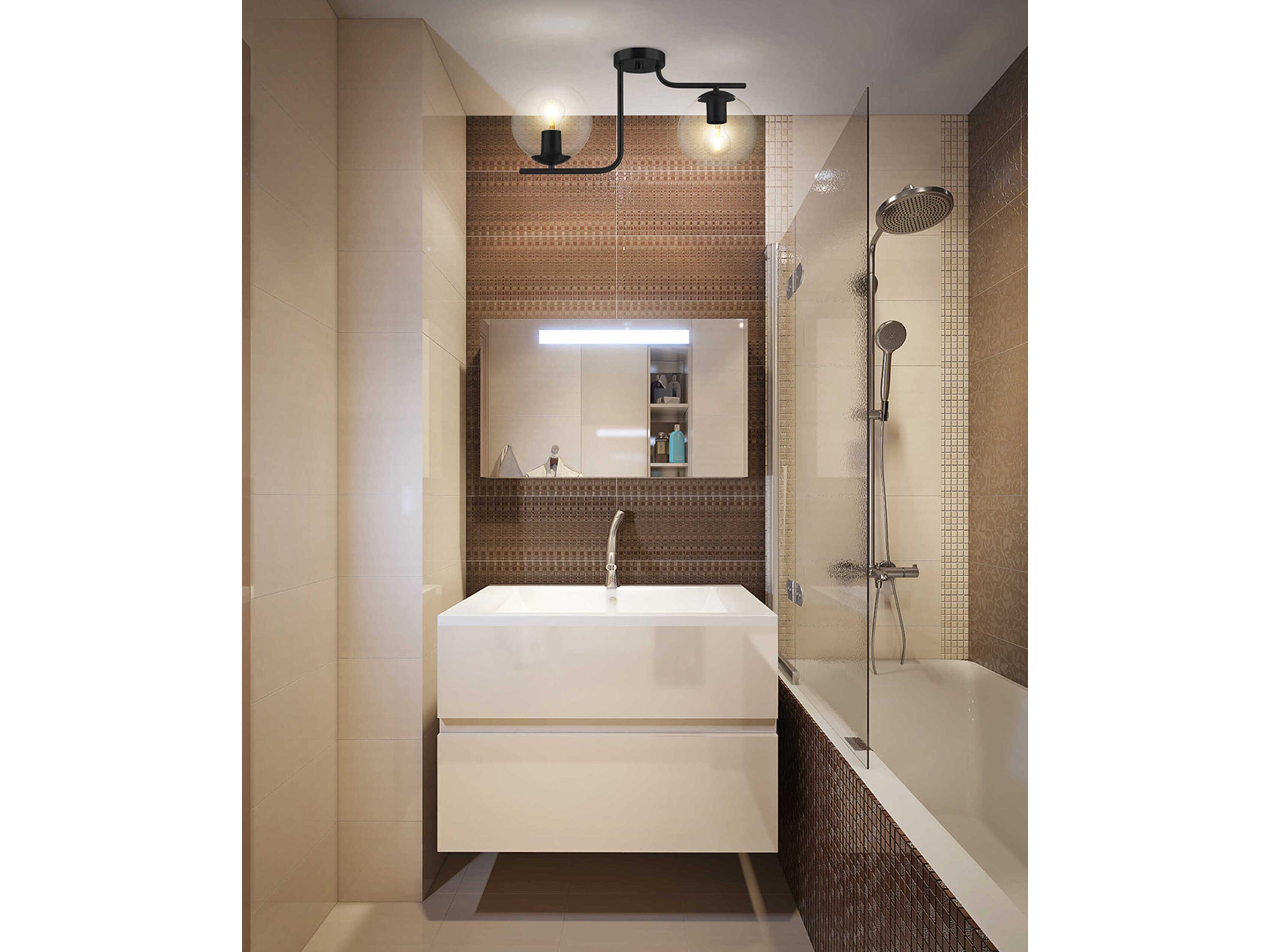 Eglo Marojales 2-Light Black Globe Semi Flush Mount