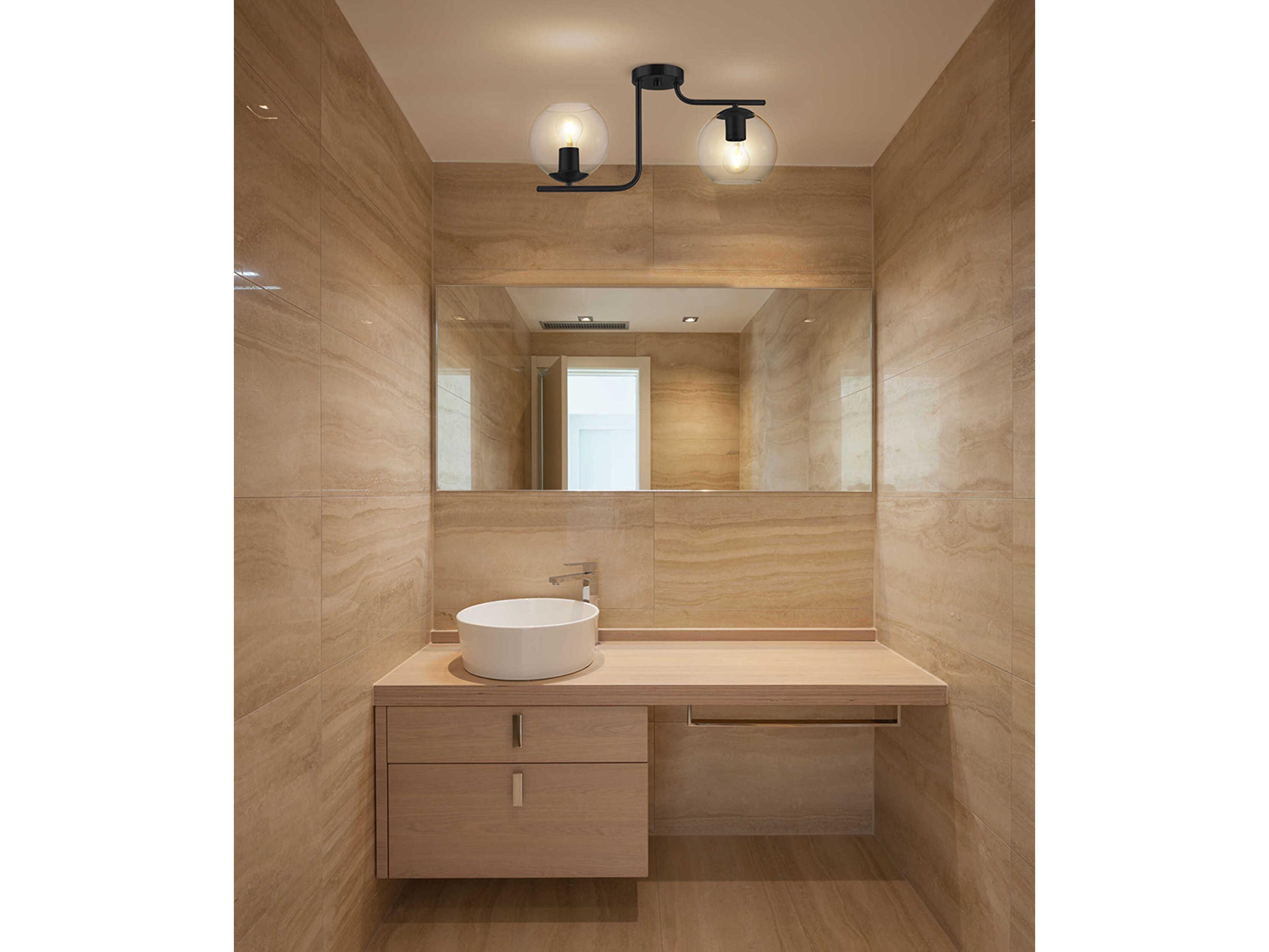 Eglo Marojales 2-Light Black Globe Semi Flush Mount