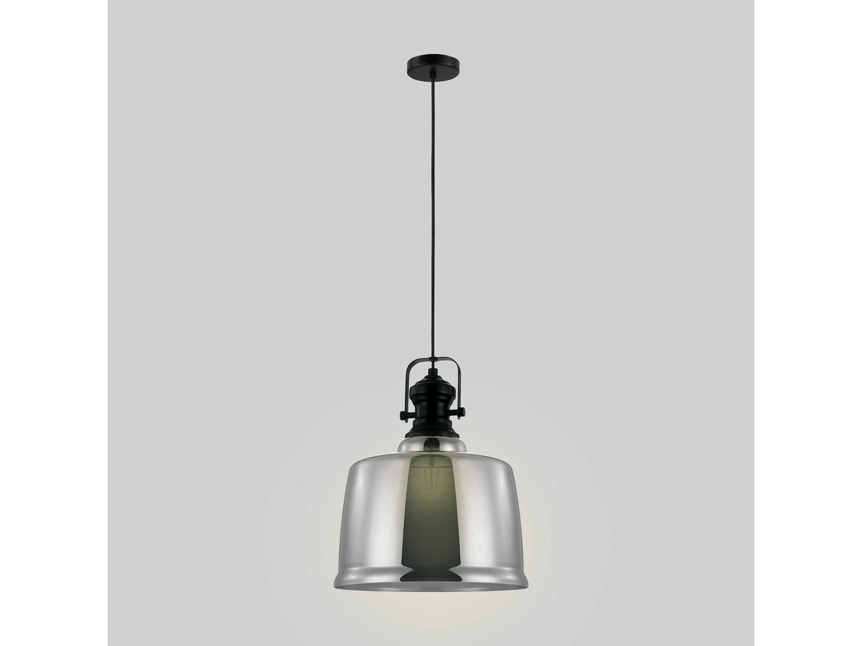Eglo Gilwell 1-Light Matte Black Chrome Dome Pendant