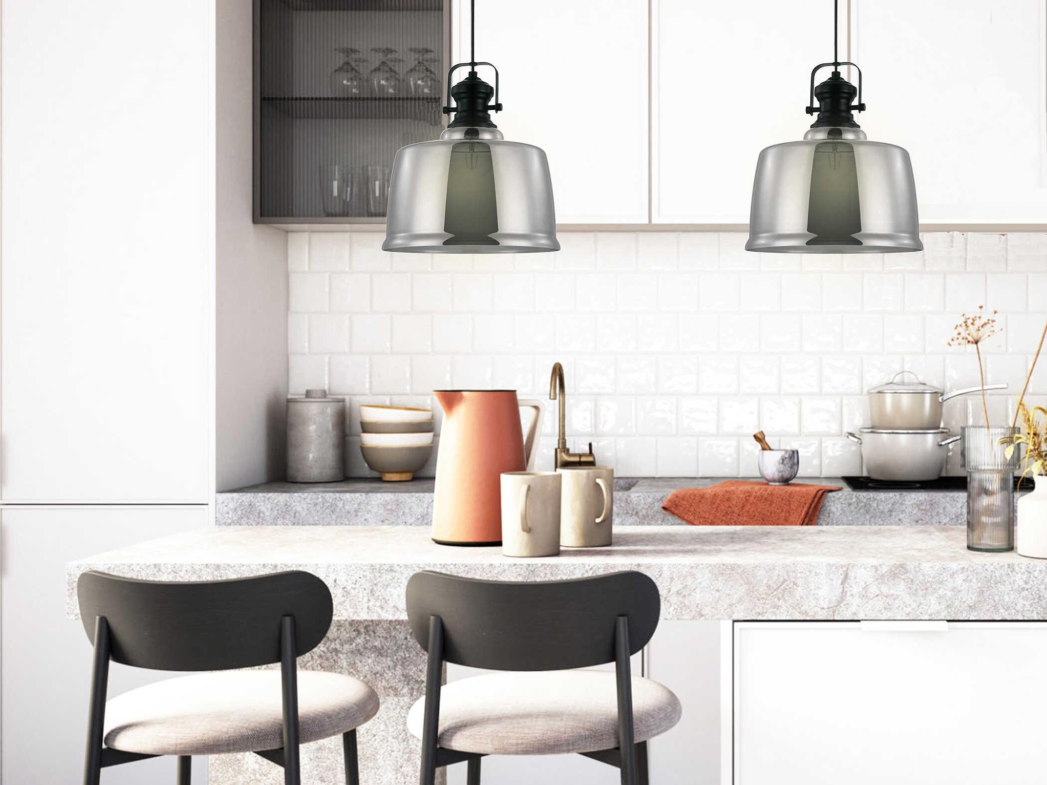 Eglo Gilwell 1-Light Matte Black Chrome Dome Pendant