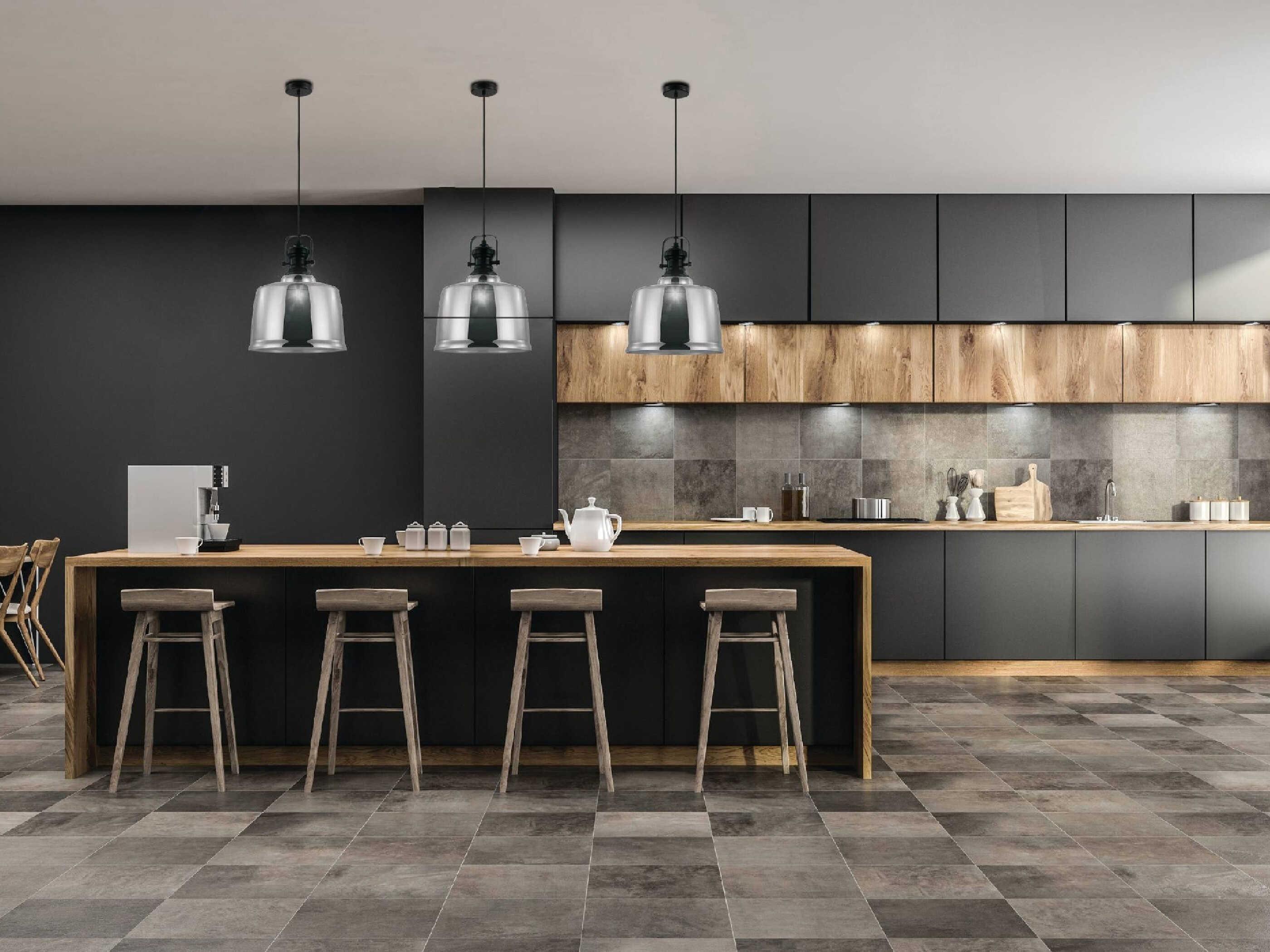 Eglo Gilwell 1-Light Matte Black Chrome Dome Pendant