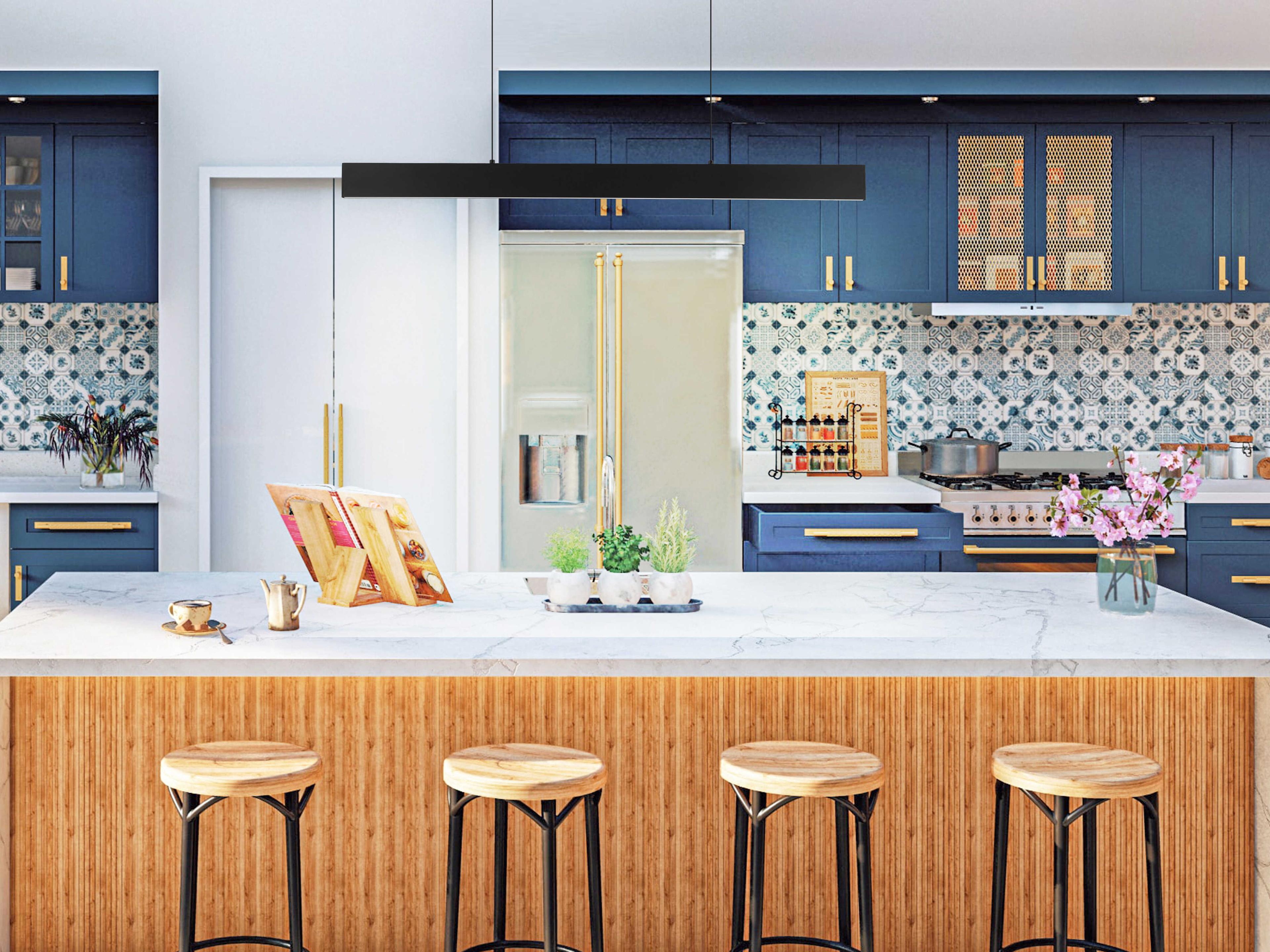 Eglo Climene 1-Light Matte Black Linear Island Pendant