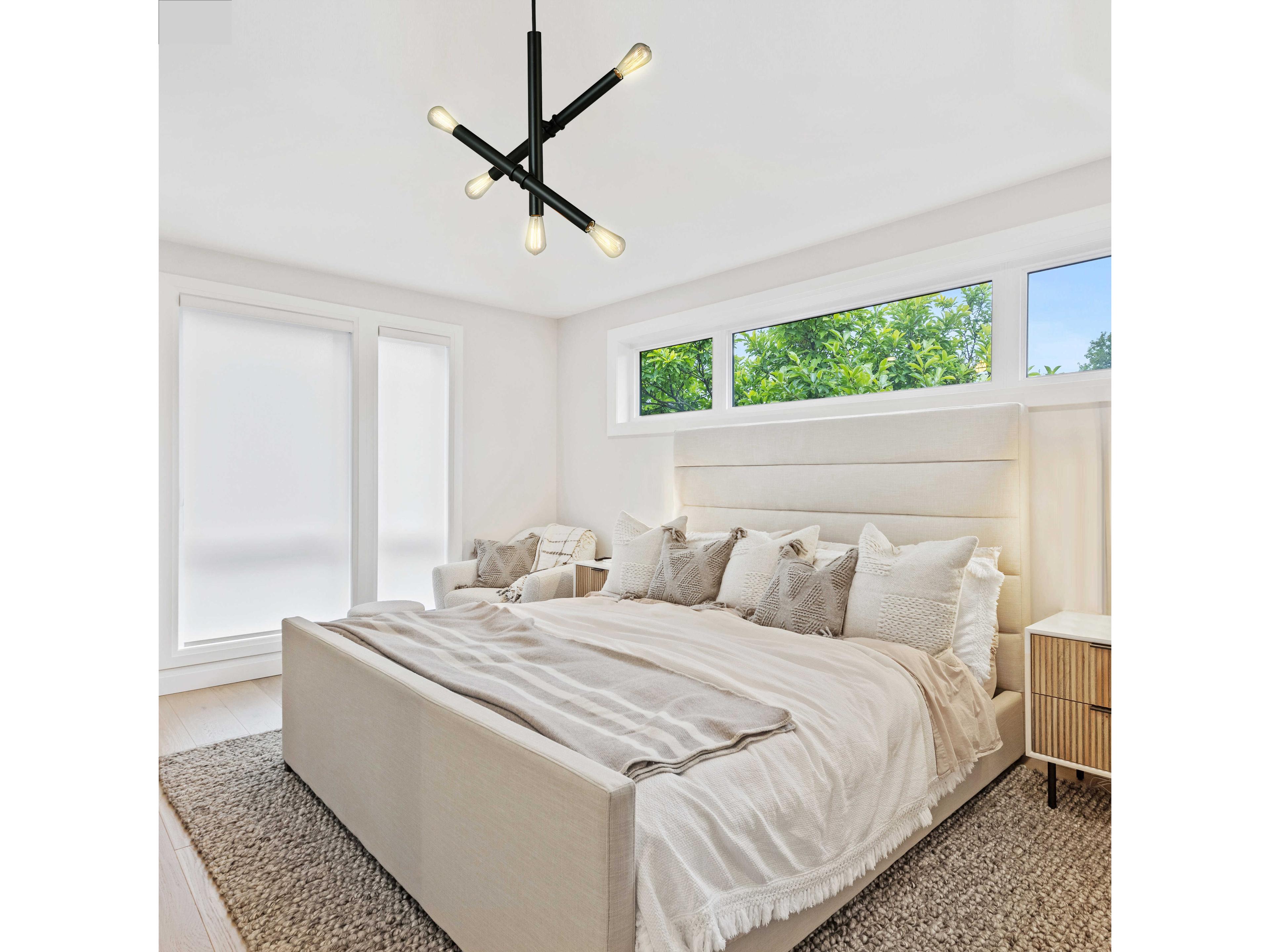 Eglo Drucker 5-Light Black Linear Sputnik Pendant