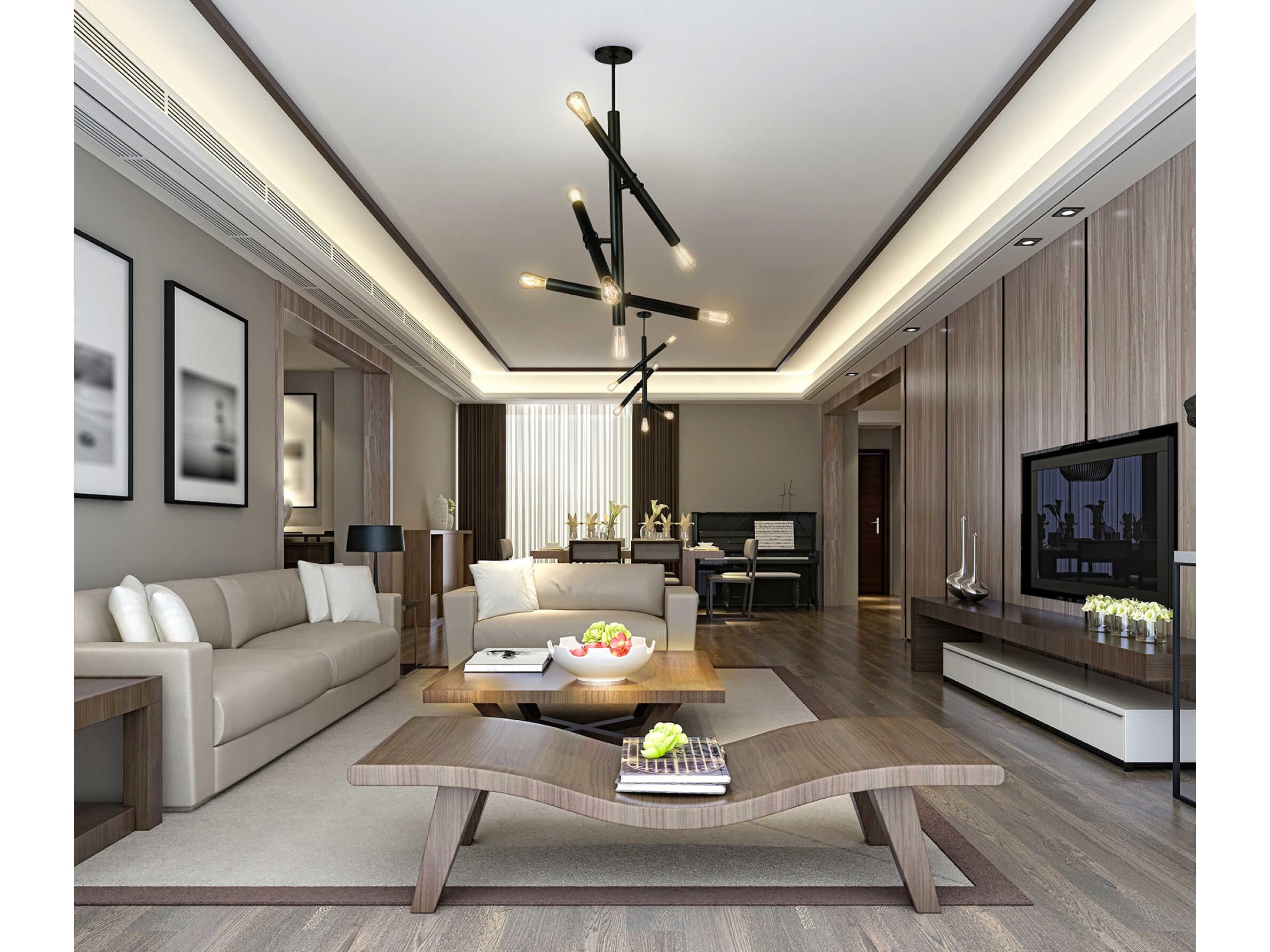 Eglo Drucker 7-Light Black Linear Sputnik Pendant