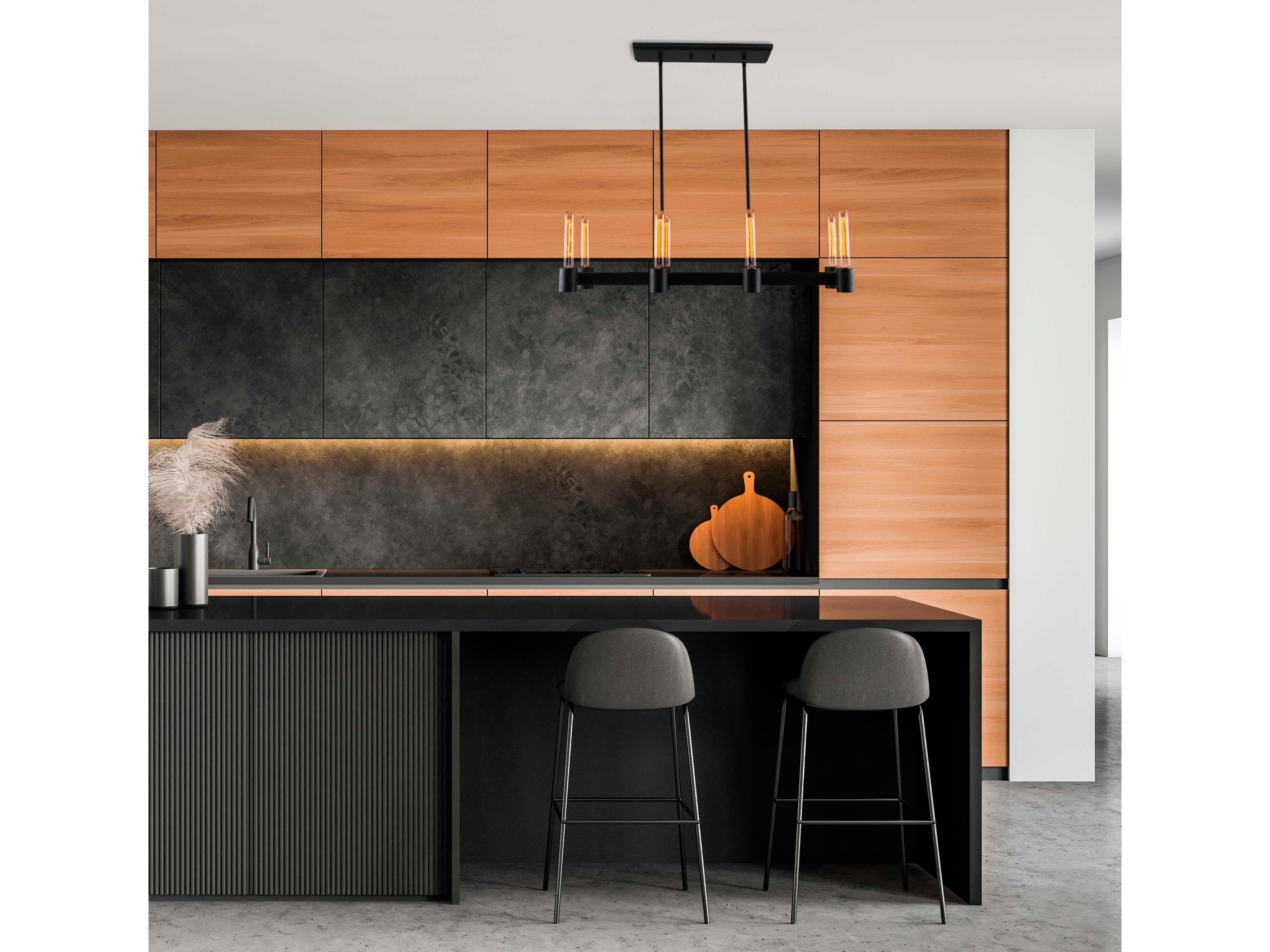 Eglo Broyles 8-Light Matte Black Island Pendant