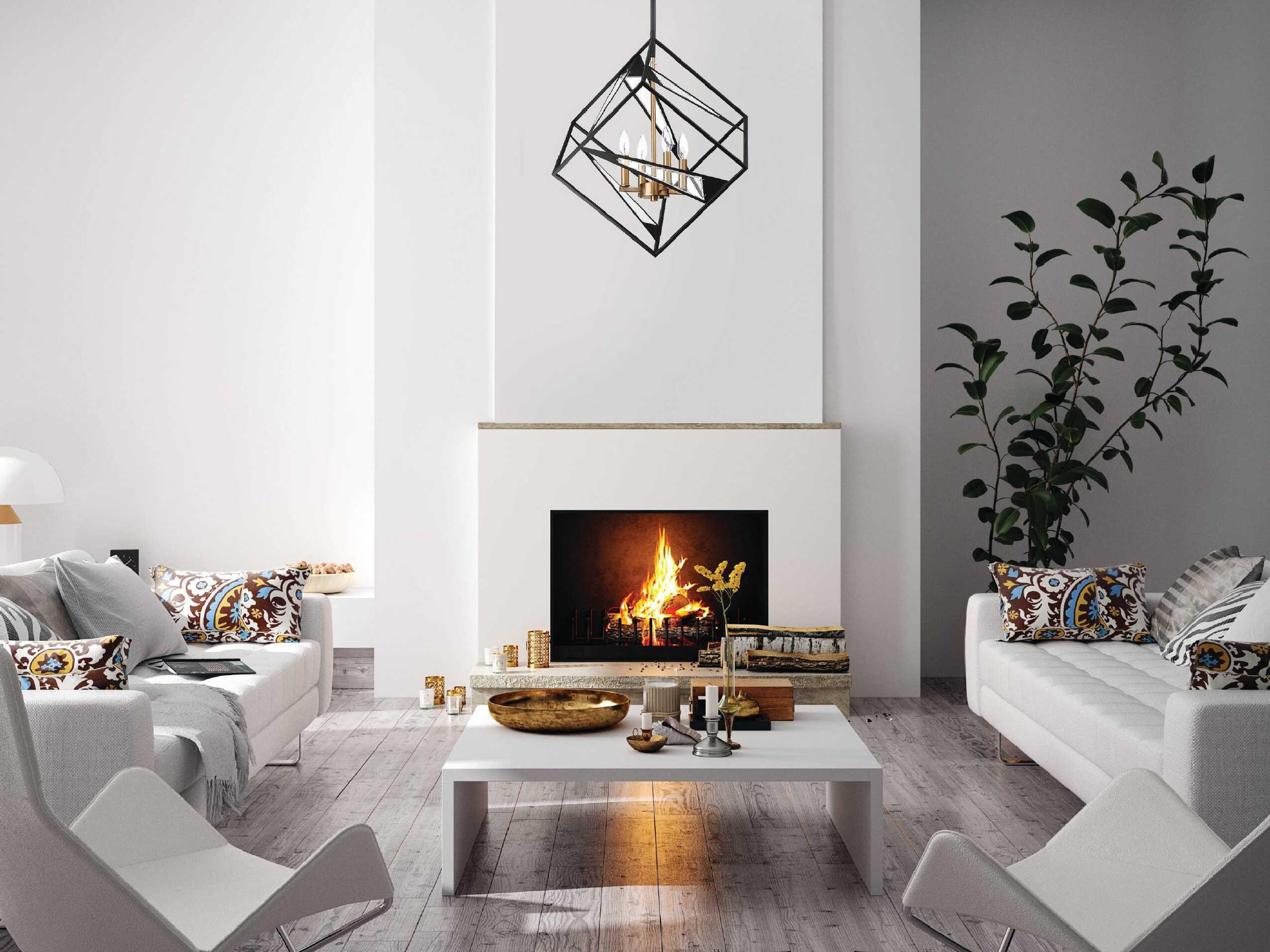 Eglo Corrietes 4-Light Matte Black Geometric Pendant