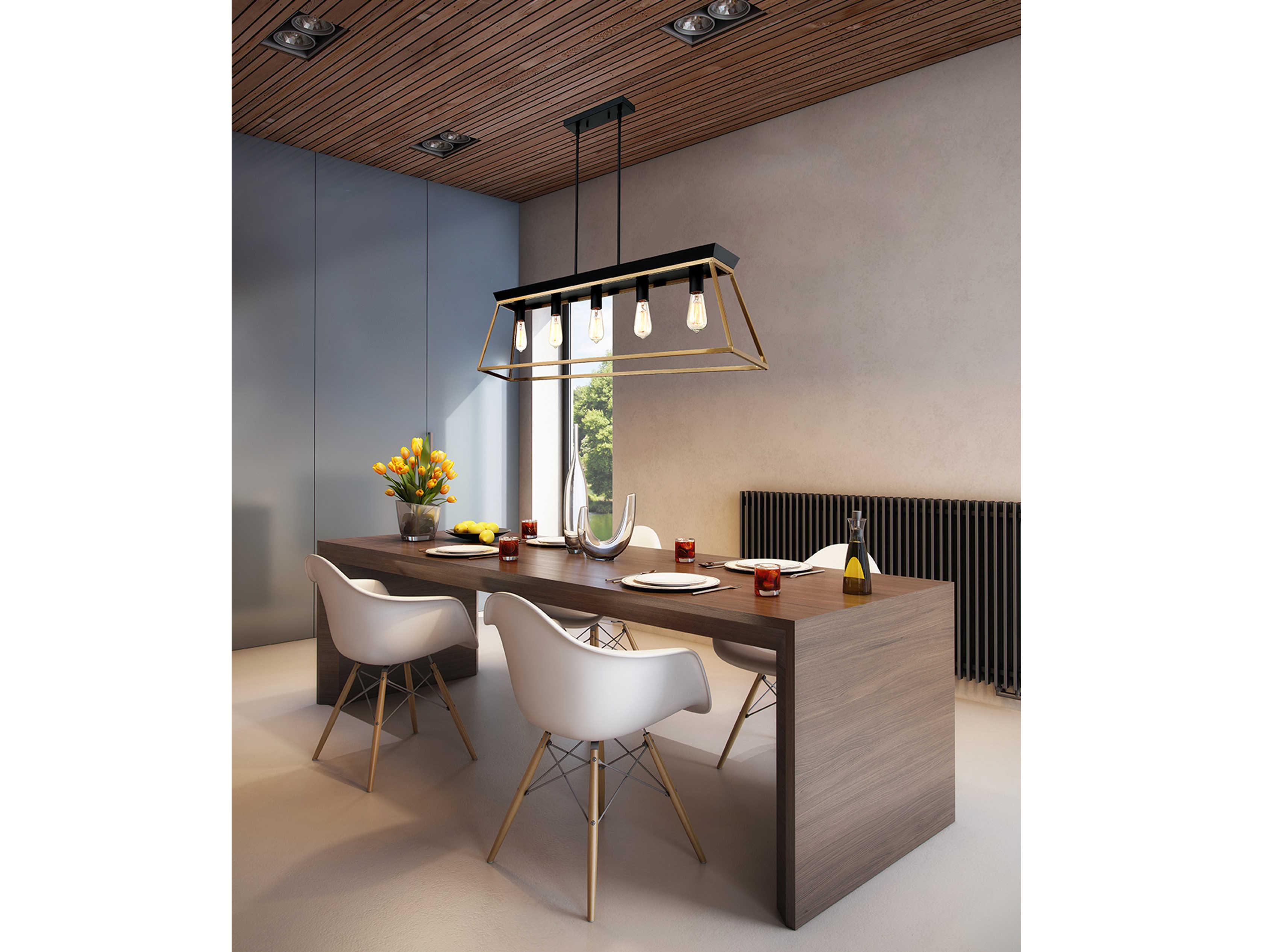 Eglo Paulino 5-Light Brushed Gold Matte Black Island Pendant