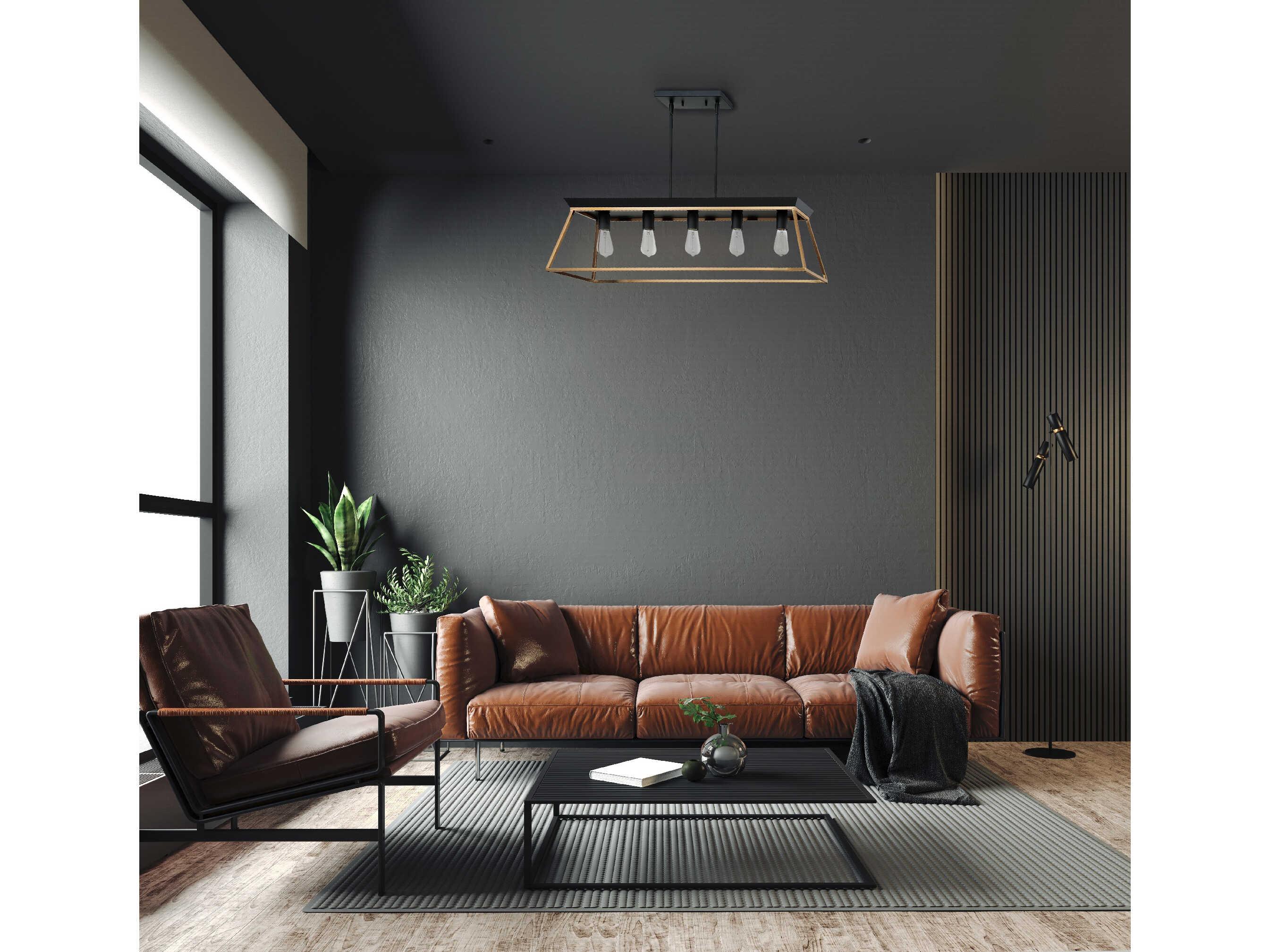 Eglo Paulino 5-Light Brushed Gold Matte Black Island Pendant