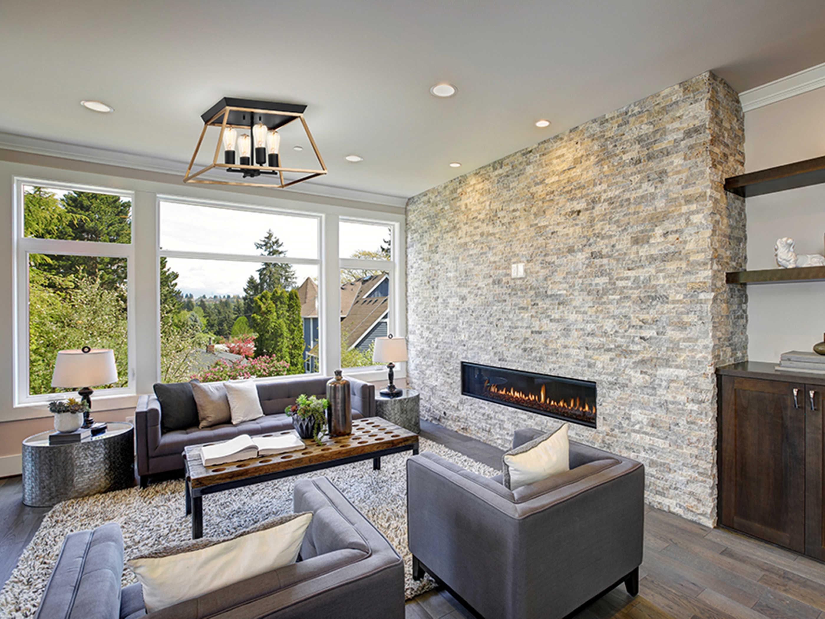 Eglo Paulino 4-Light Brushed Gold Matte Black Flush Mount