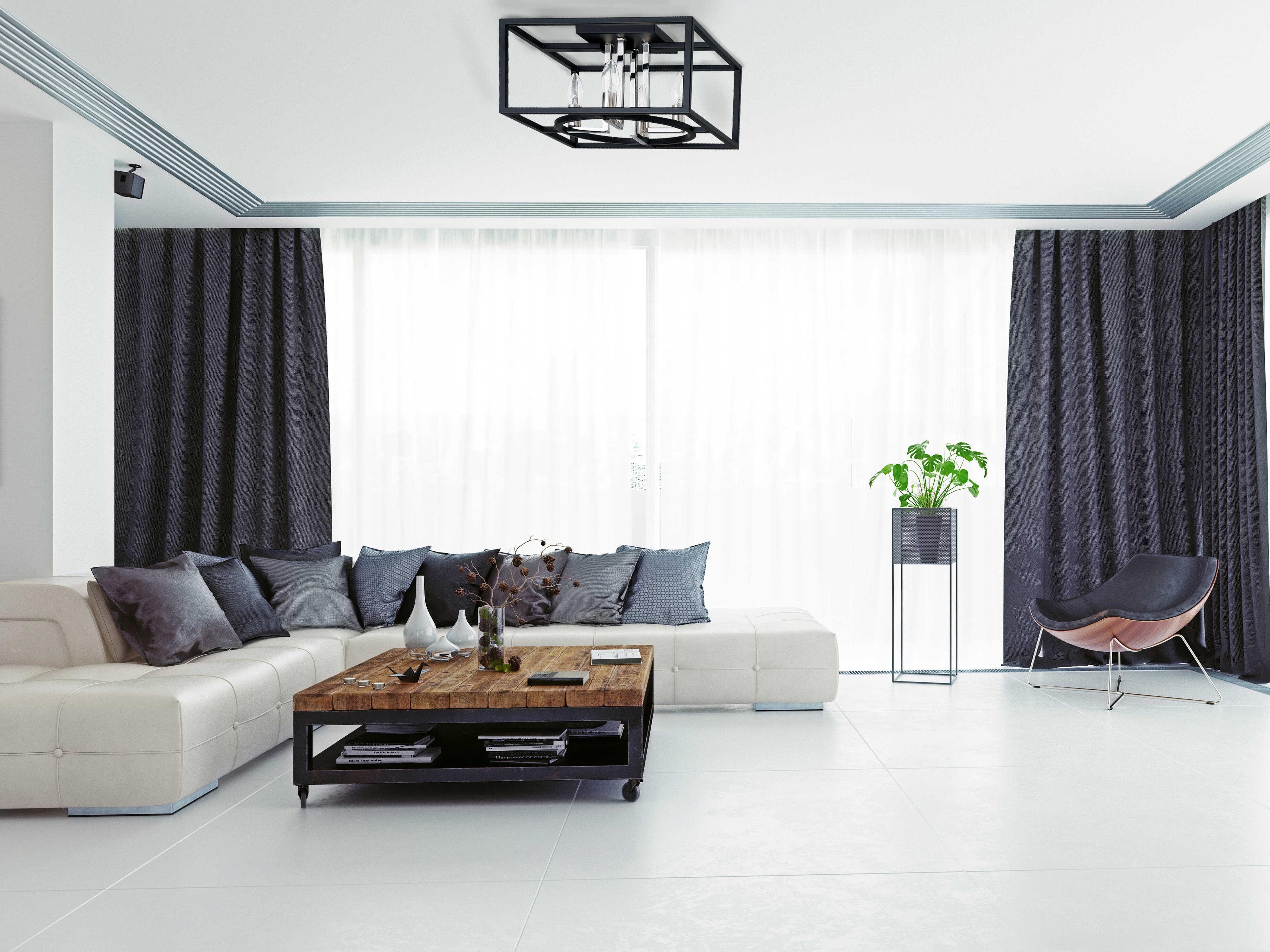 Eglo Mundazo 4-Light Black Chrome Flush Mount