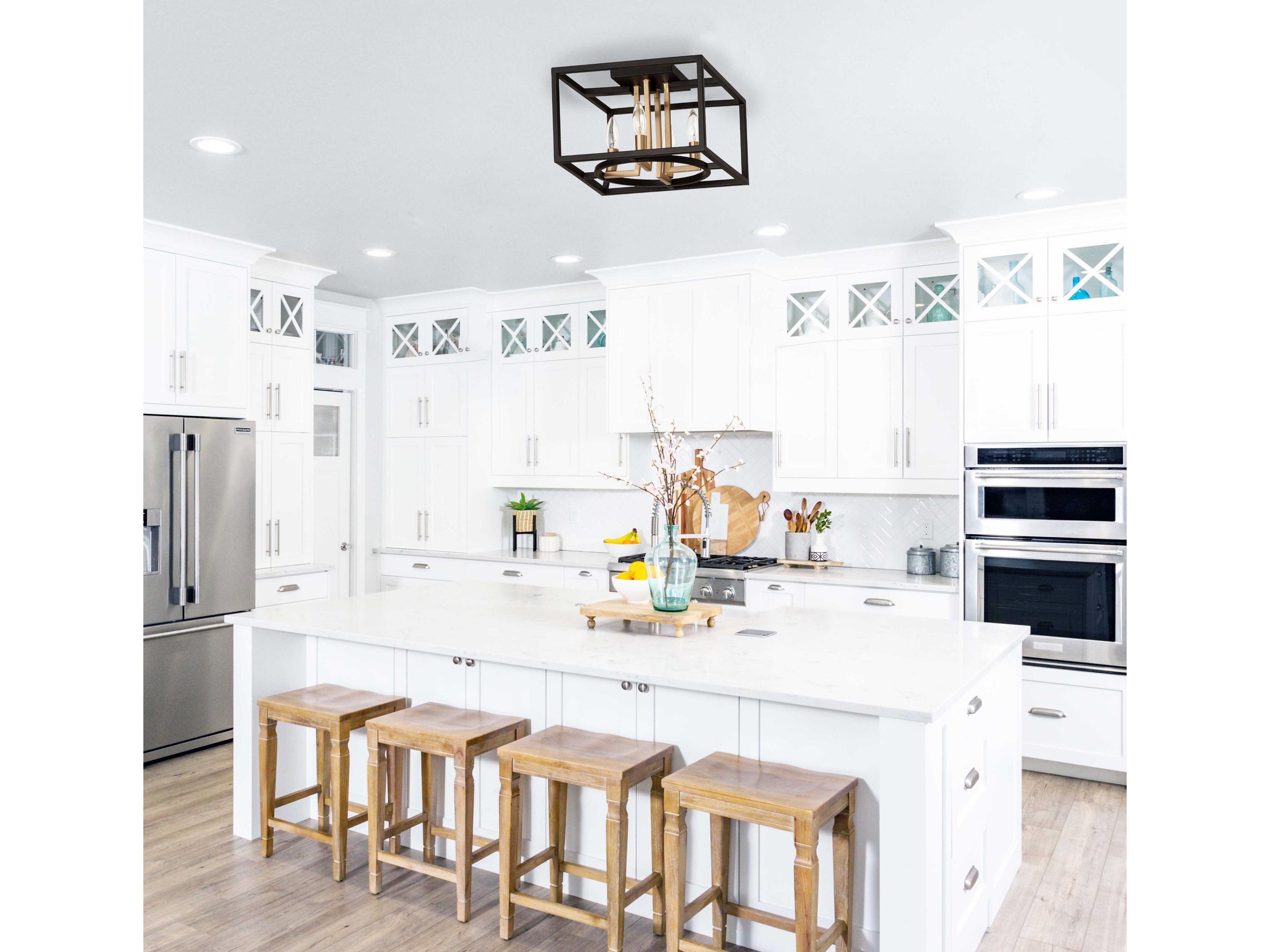 Eglo Mundazo 4-Light Black Brushed Gold Flush Mount