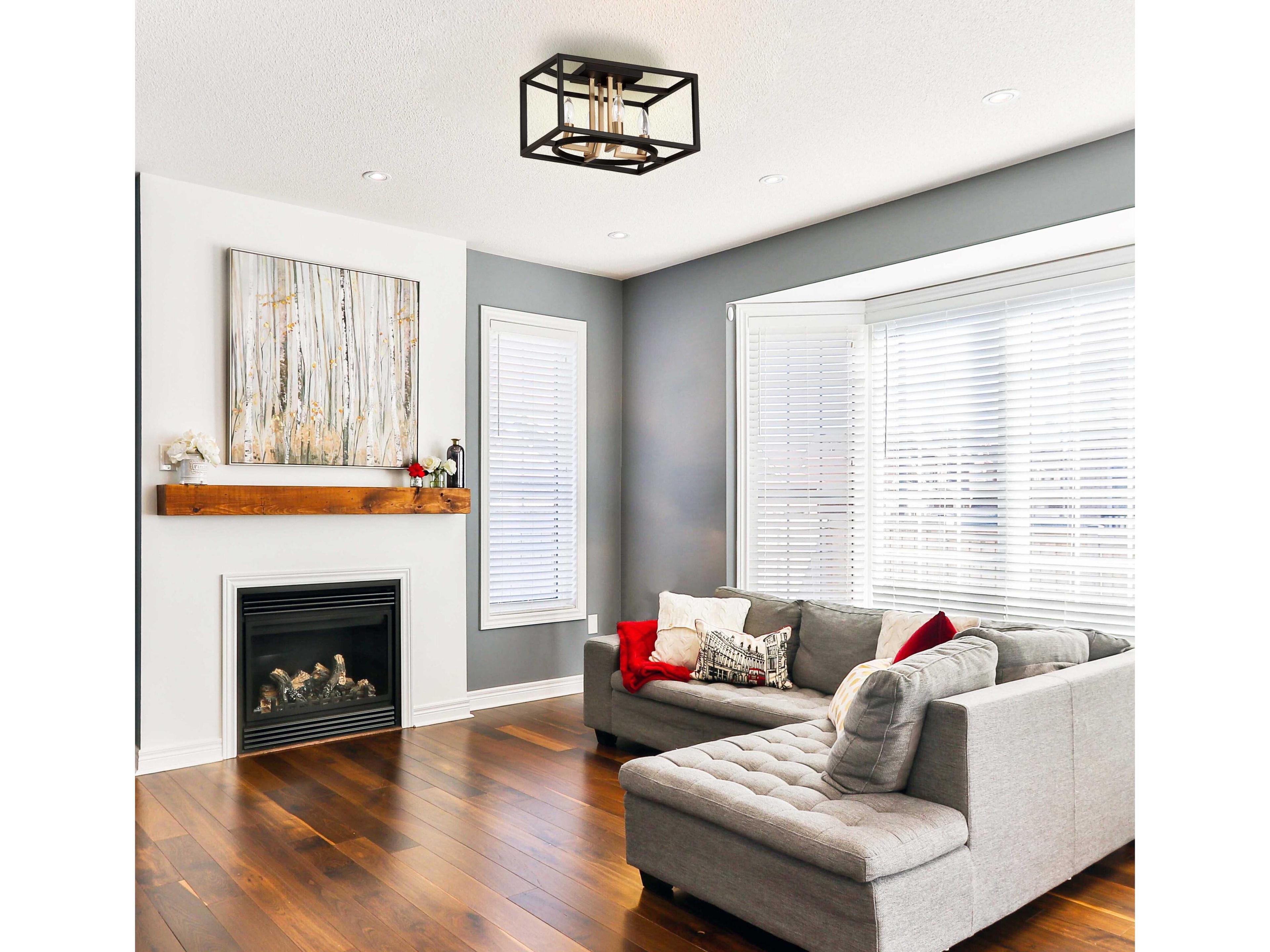 Eglo Mundazo 4-Light Black Brushed Gold Flush Mount