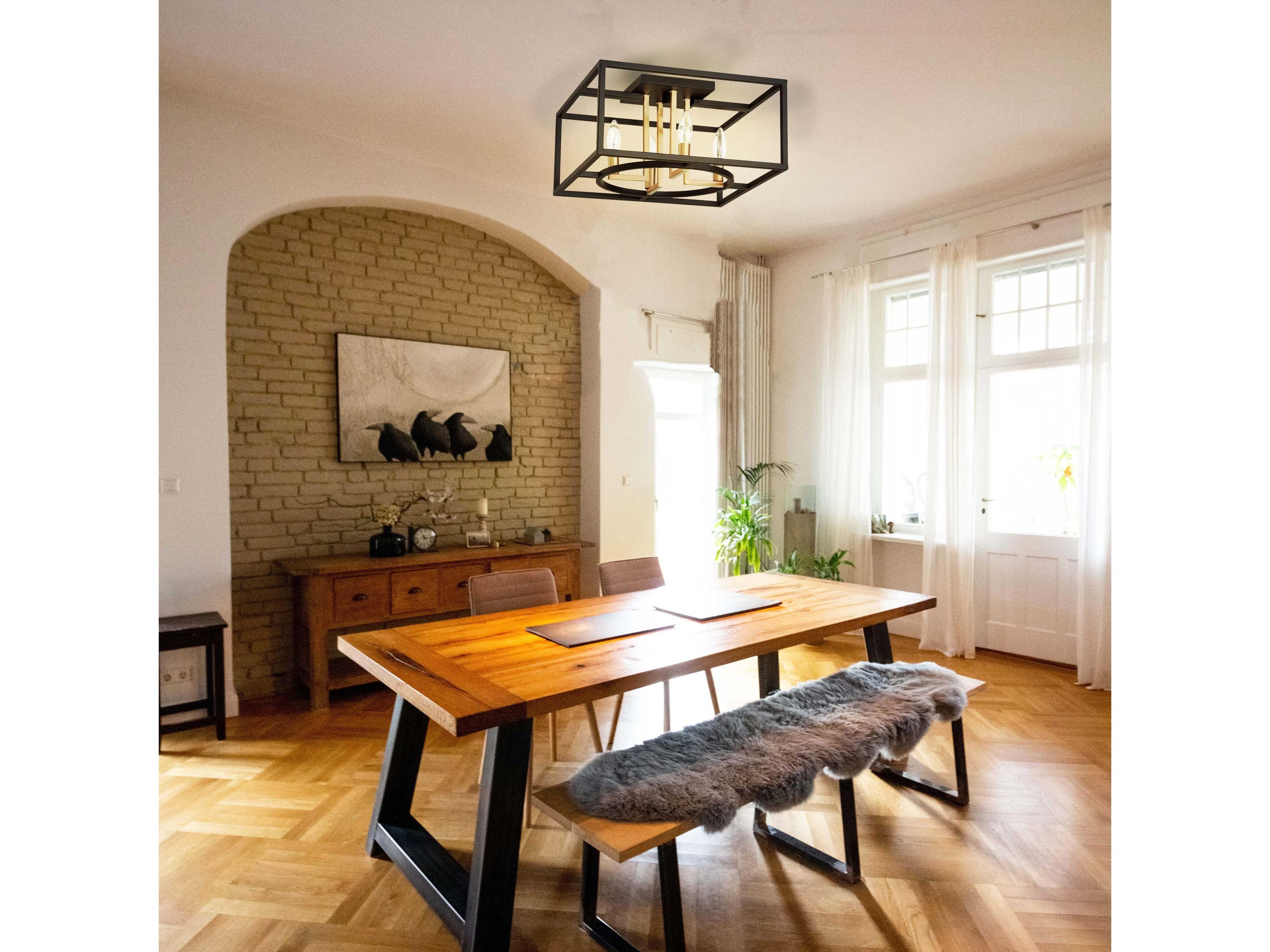 Eglo Mundazo 4-Light Black Brushed Gold Flush Mount