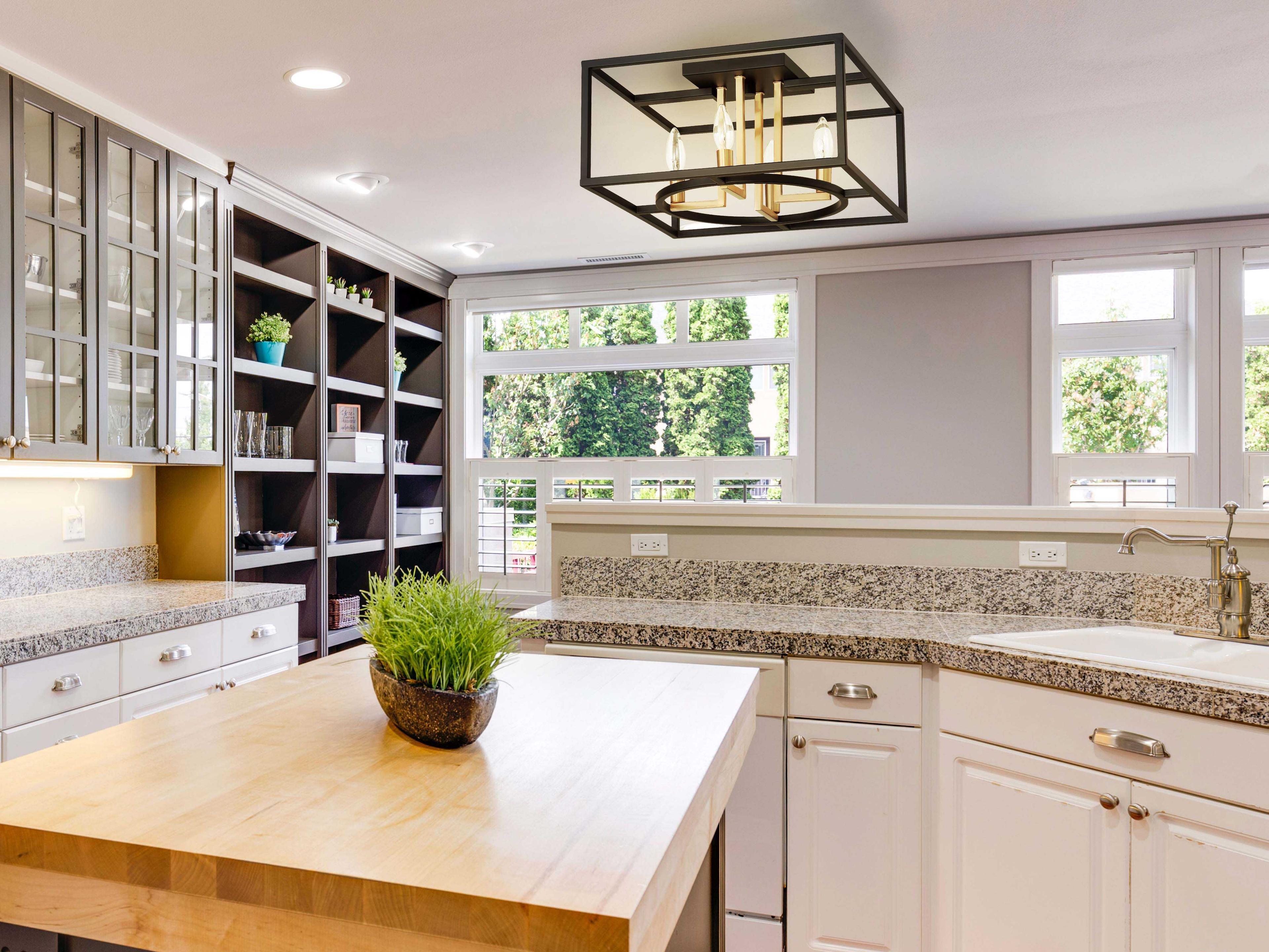 Eglo Mundazo 4-Light Black Brushed Gold Flush Mount