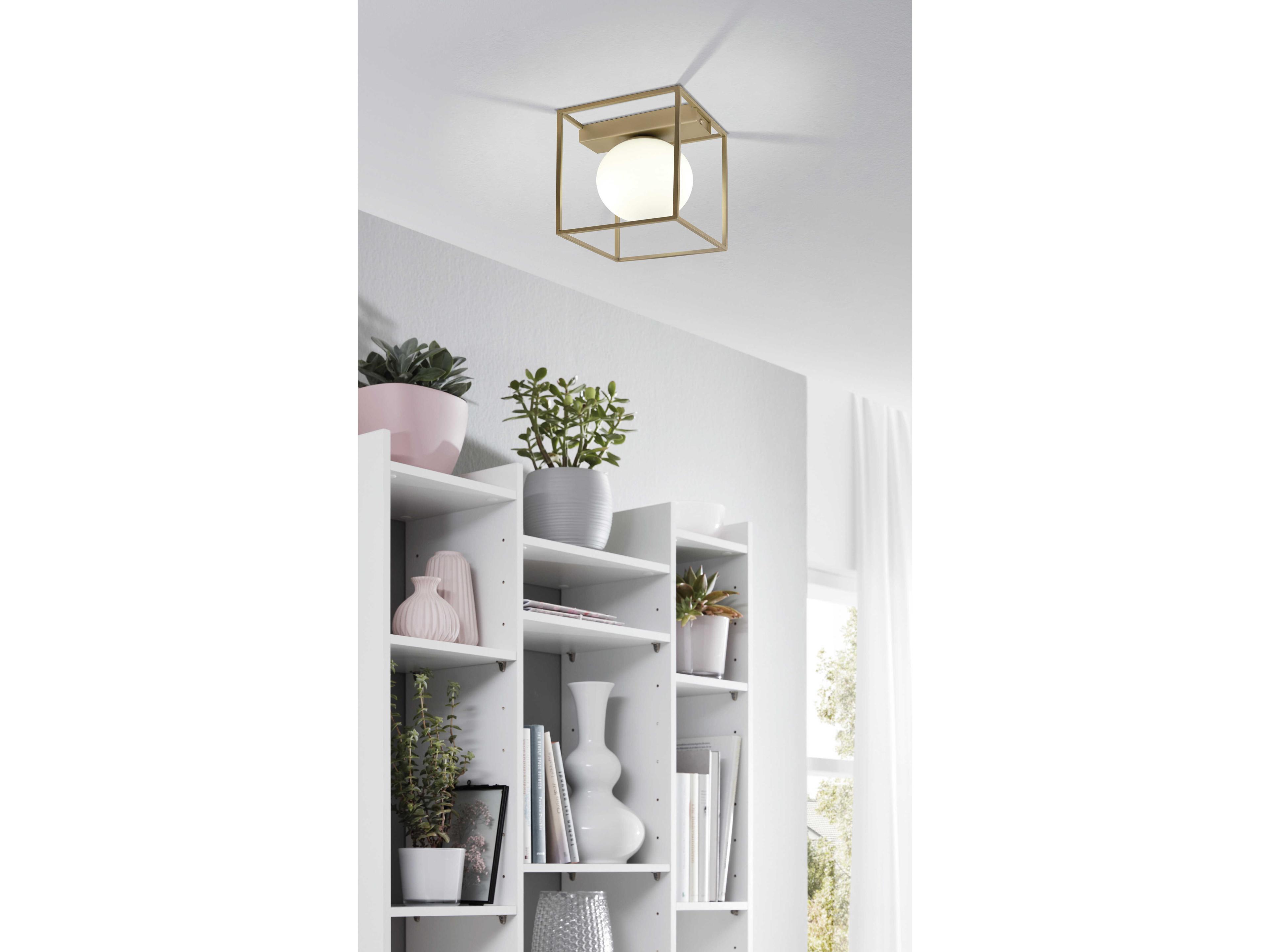 Eglo Vallaspra 1-Light Champagne Brown Globe Flush Mount