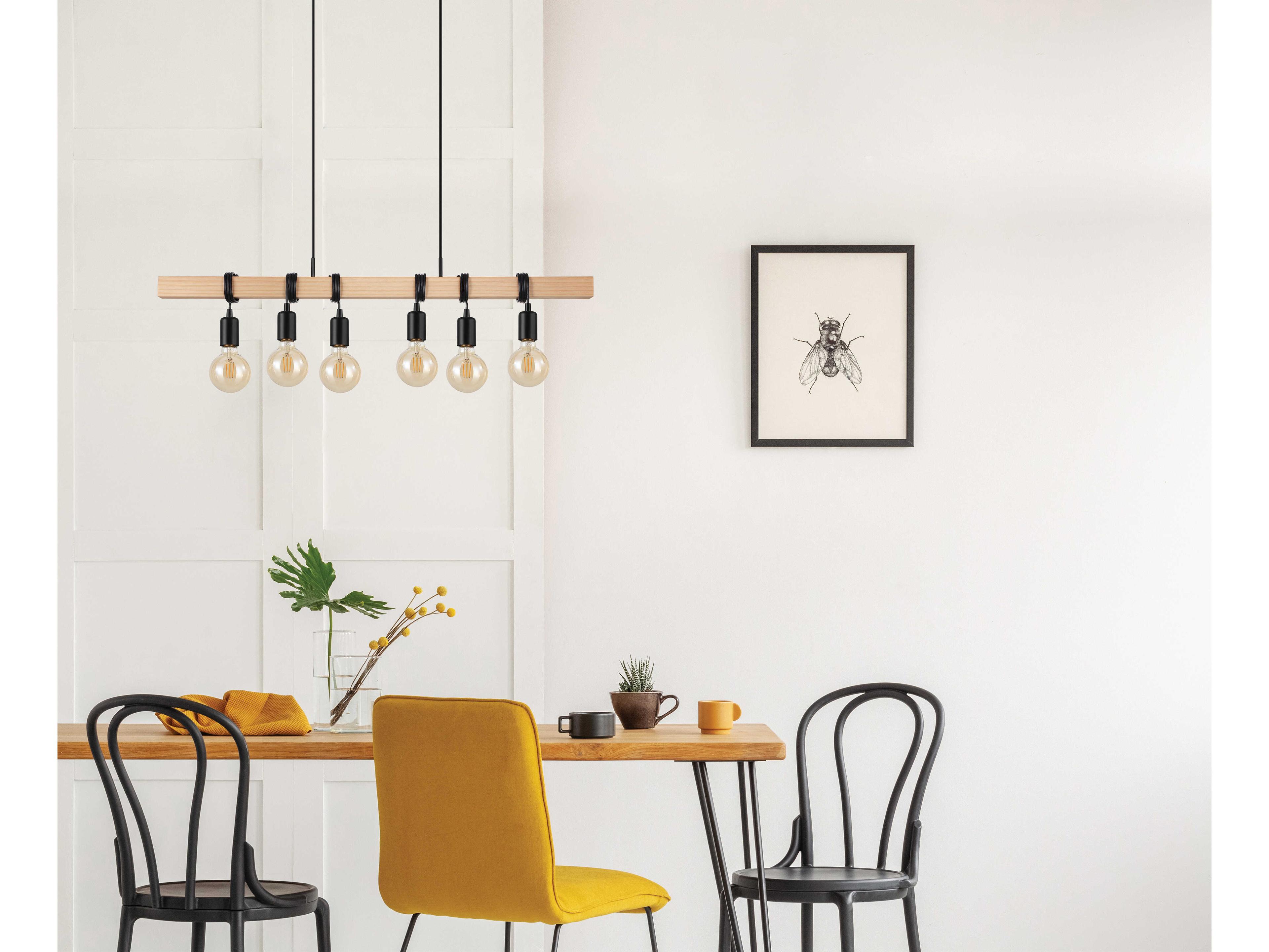 Eglo Kingswood 6-Light Wood Black Brown Island Pendant