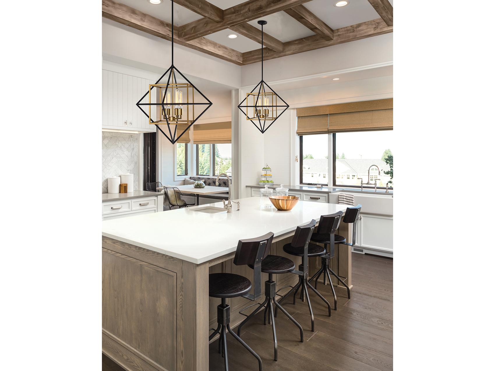 Eglo Pryor 4-Light Antique Gold Black Geometric Pendant