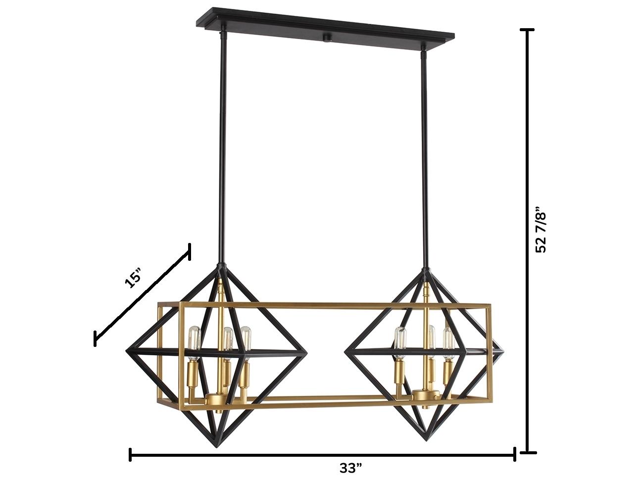 Eglo Pryor 6-Light Antique Gold Black Geometric Island Pendant