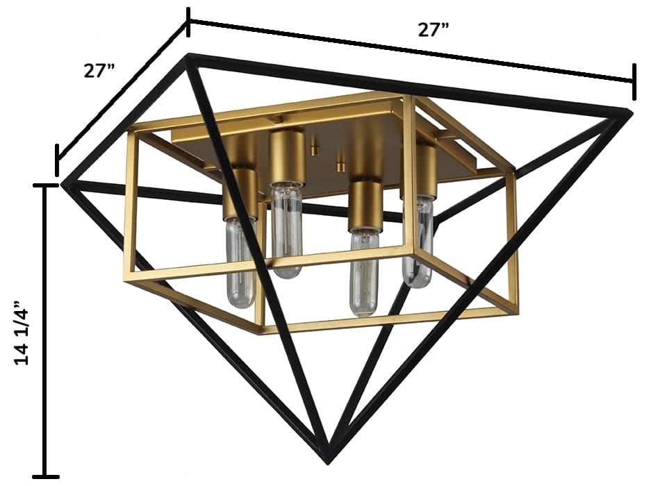 Eglo Pryor 4-Light Antique Gold Black Geometric Flush Mount