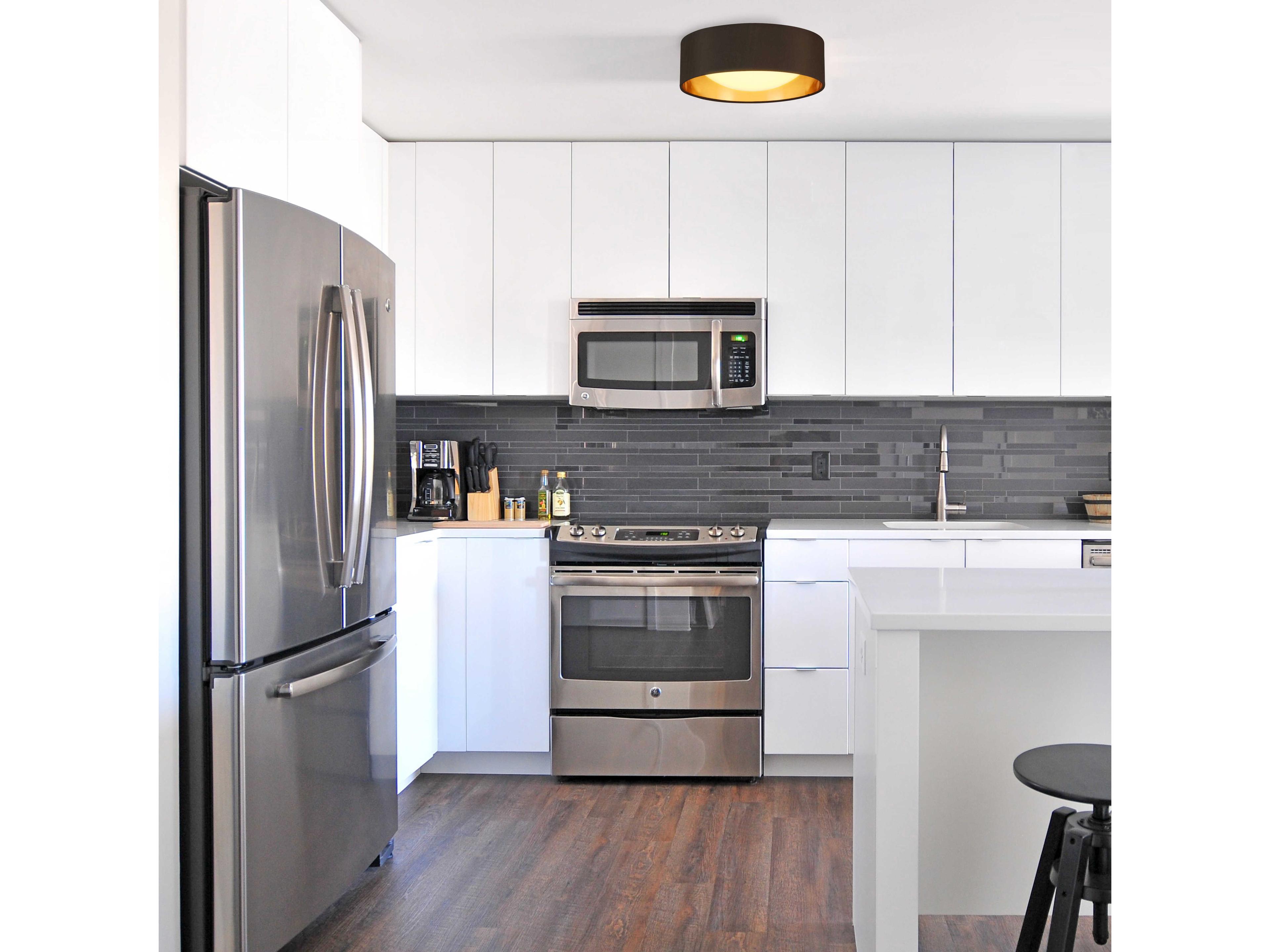 Eglo Orme 1-Light Black Gold Drum Flush Mount