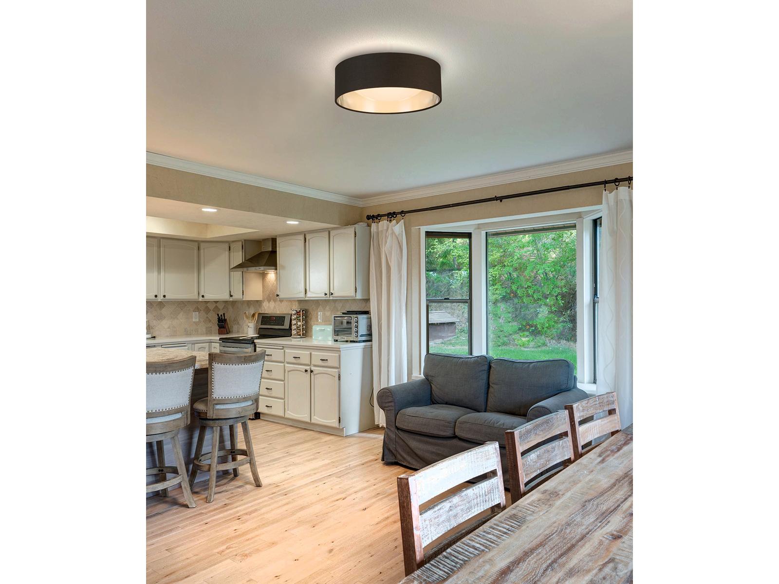 Eglo Orme 1-Light Black Brushed Nickel Drum Flush Mount